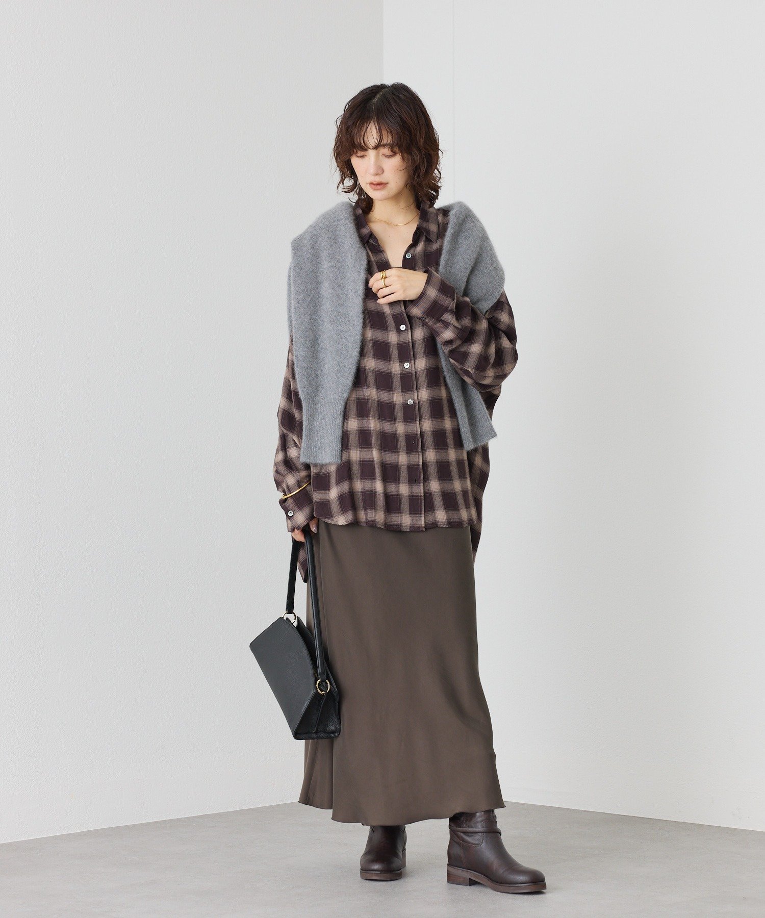 RIVE DROITE｜ウォッシュドチェックワイドシャツ | Rakuten Fashion