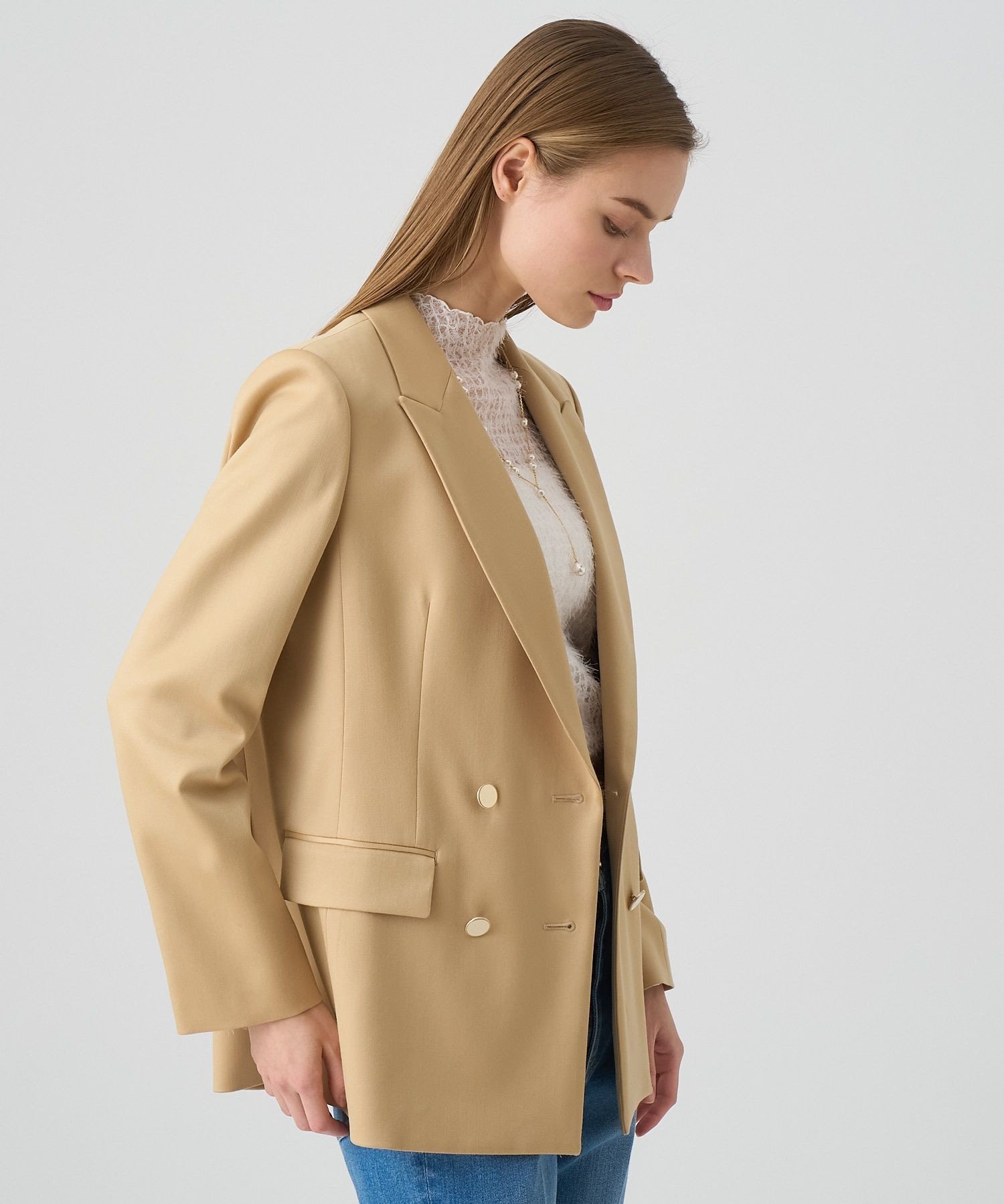 ANAYI｜【セットアップ対応商品】ウールサテンダブル ジャケット