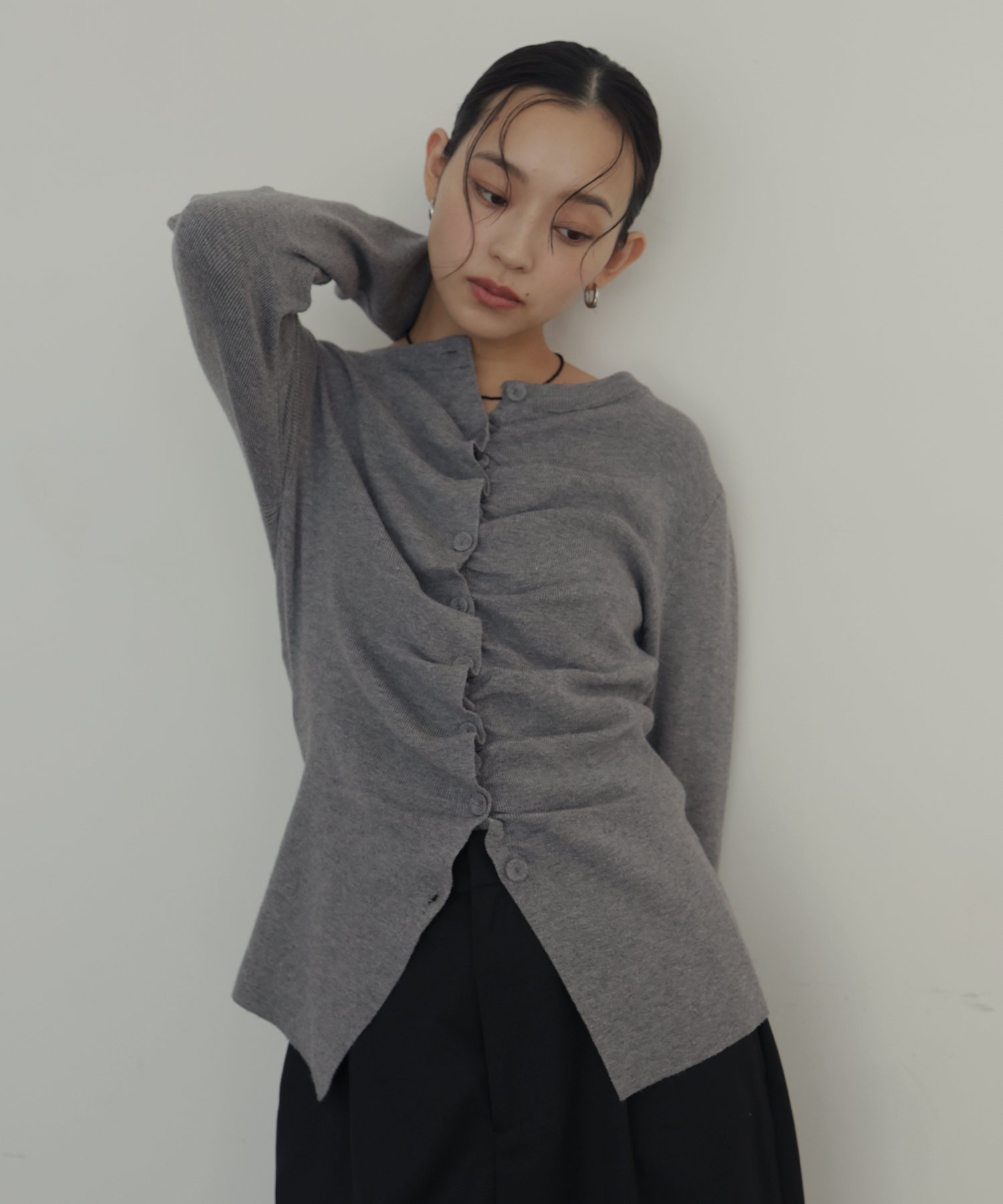 hellam｜フロントギャザーニットカーディガン | Rakuten Fashion(楽天