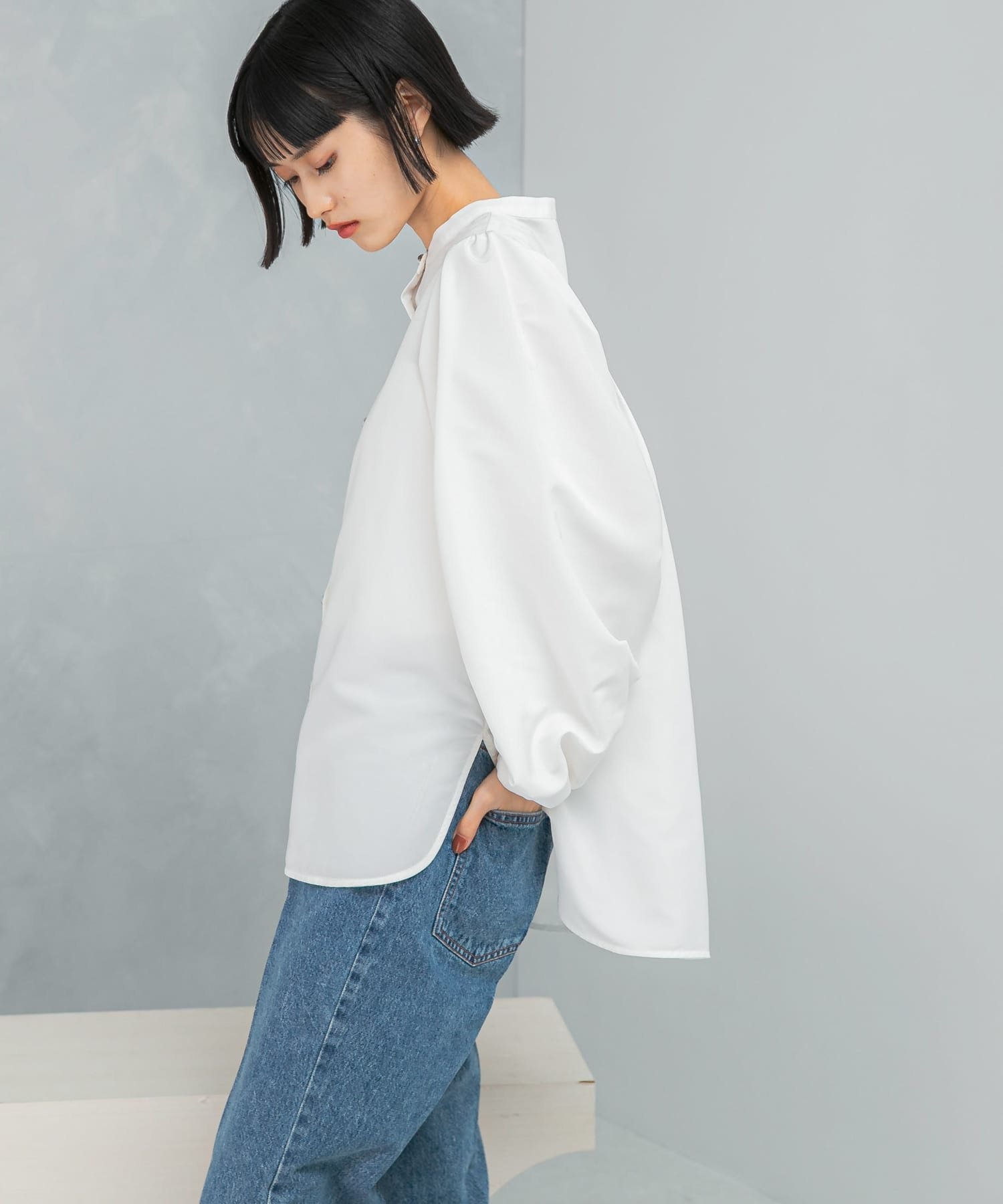 URBAN RESEARCH ROSSO｜バンドカラーボリュームシャツブラウス