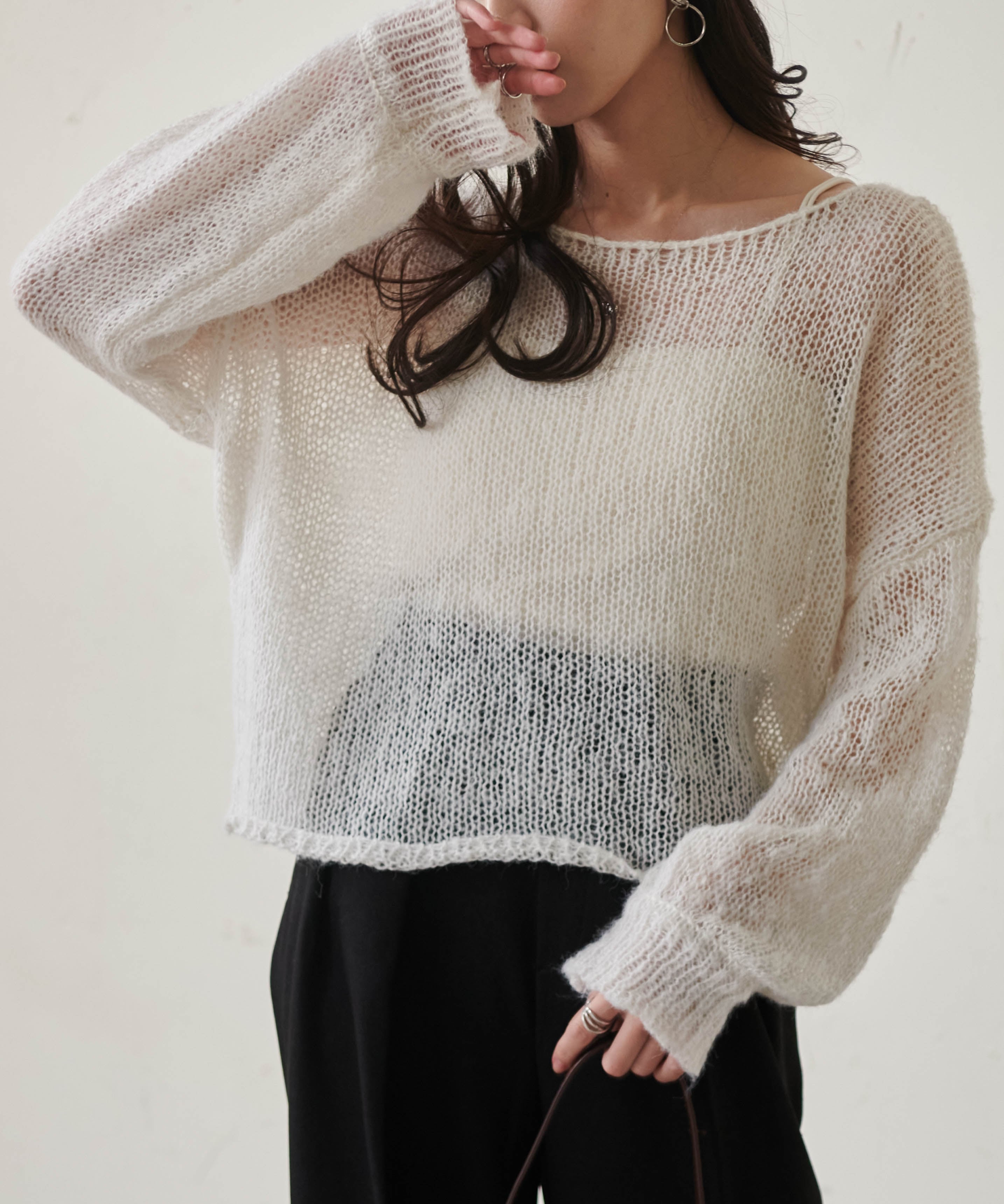 Ranan｜Ranan/(W)モヘアライクローゲージニット | Rakuten Fashion