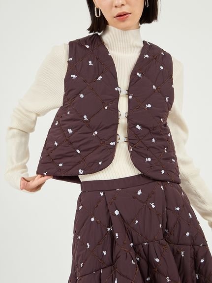 emmi｜フラワーエンブロイダリーキルティングベスト | Rakuten Fashion