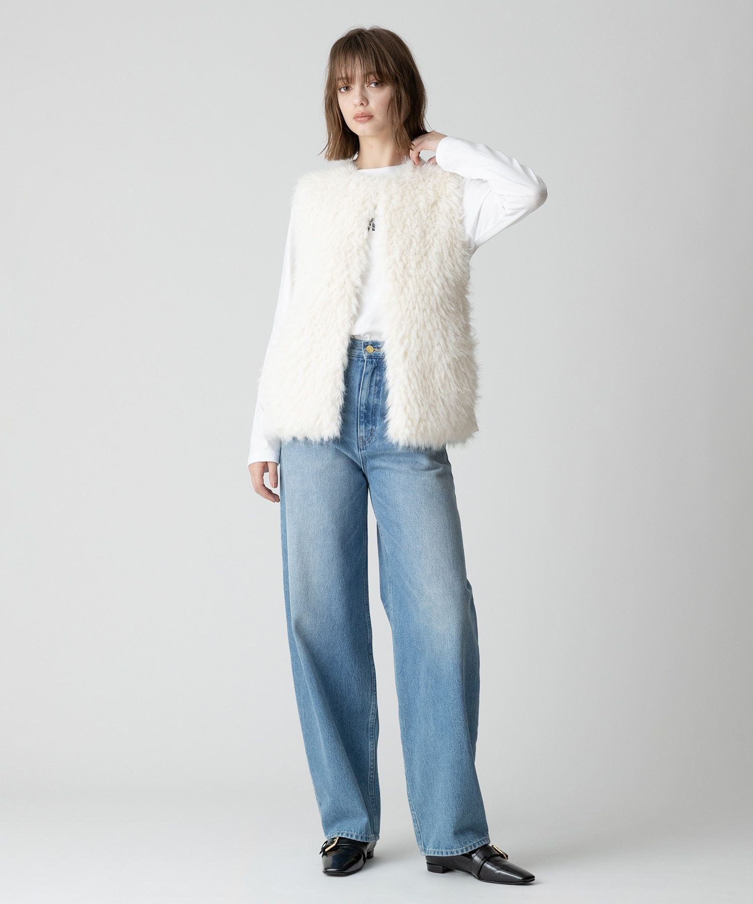 allureville｜ジャガードフェイクファーコンビニットジレ | Rakuten