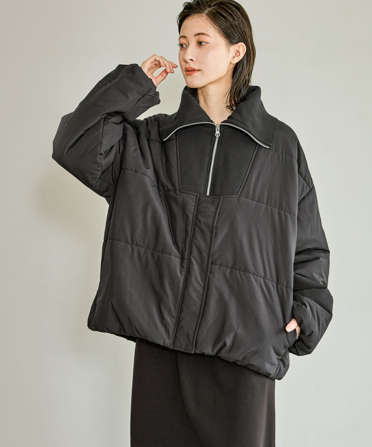 LAKOLE｜ハーフZIP風中綿ブルゾン | Rakuten Fashion(楽天ファッション