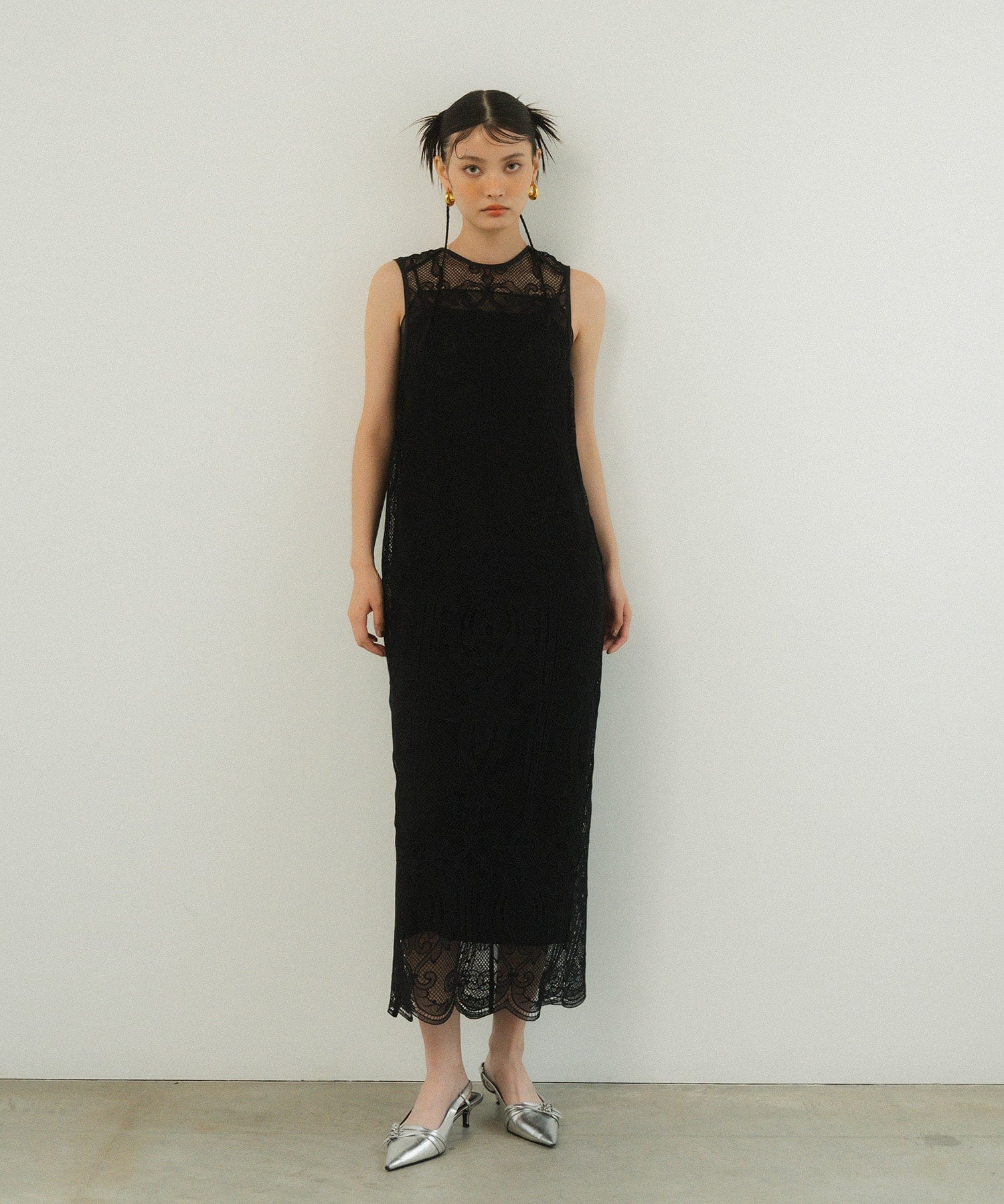 ANDRESD｜結婚式対応 ワンピースドレス ケミカルレースジッパー