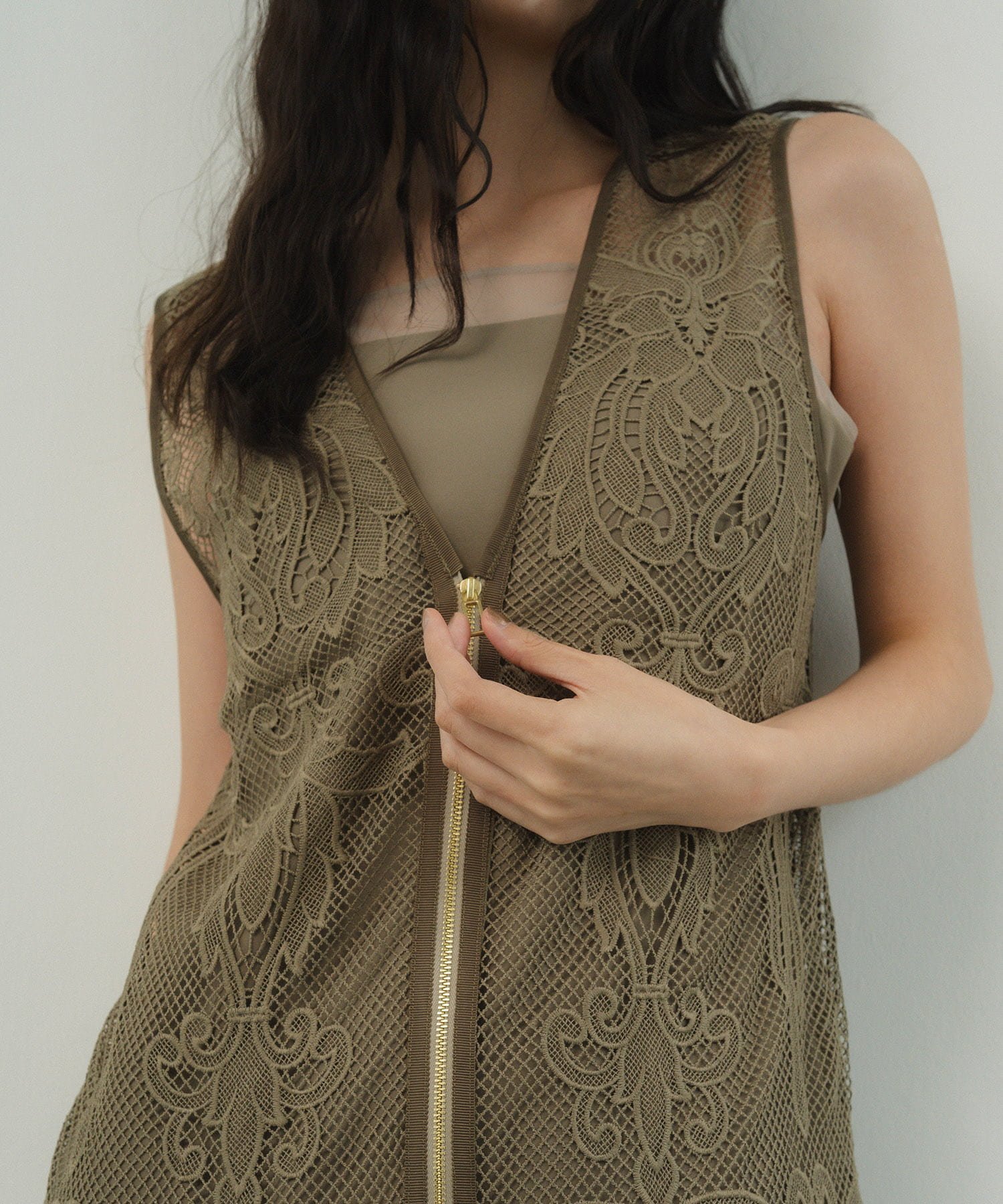 ANDRESD｜結婚式対応 ワンピースドレス ケミカルレースジッパー