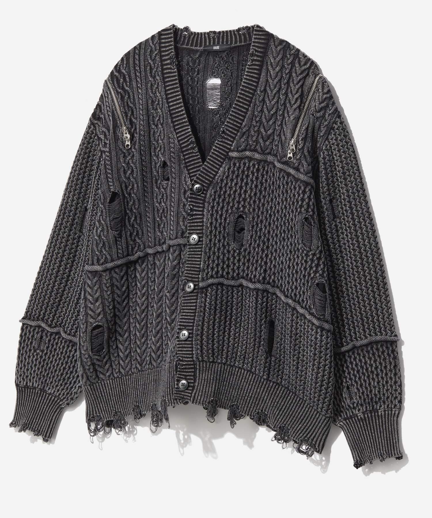 HARE｜BIGダメージZIPカーディガン | Rakuten Fashion(楽天