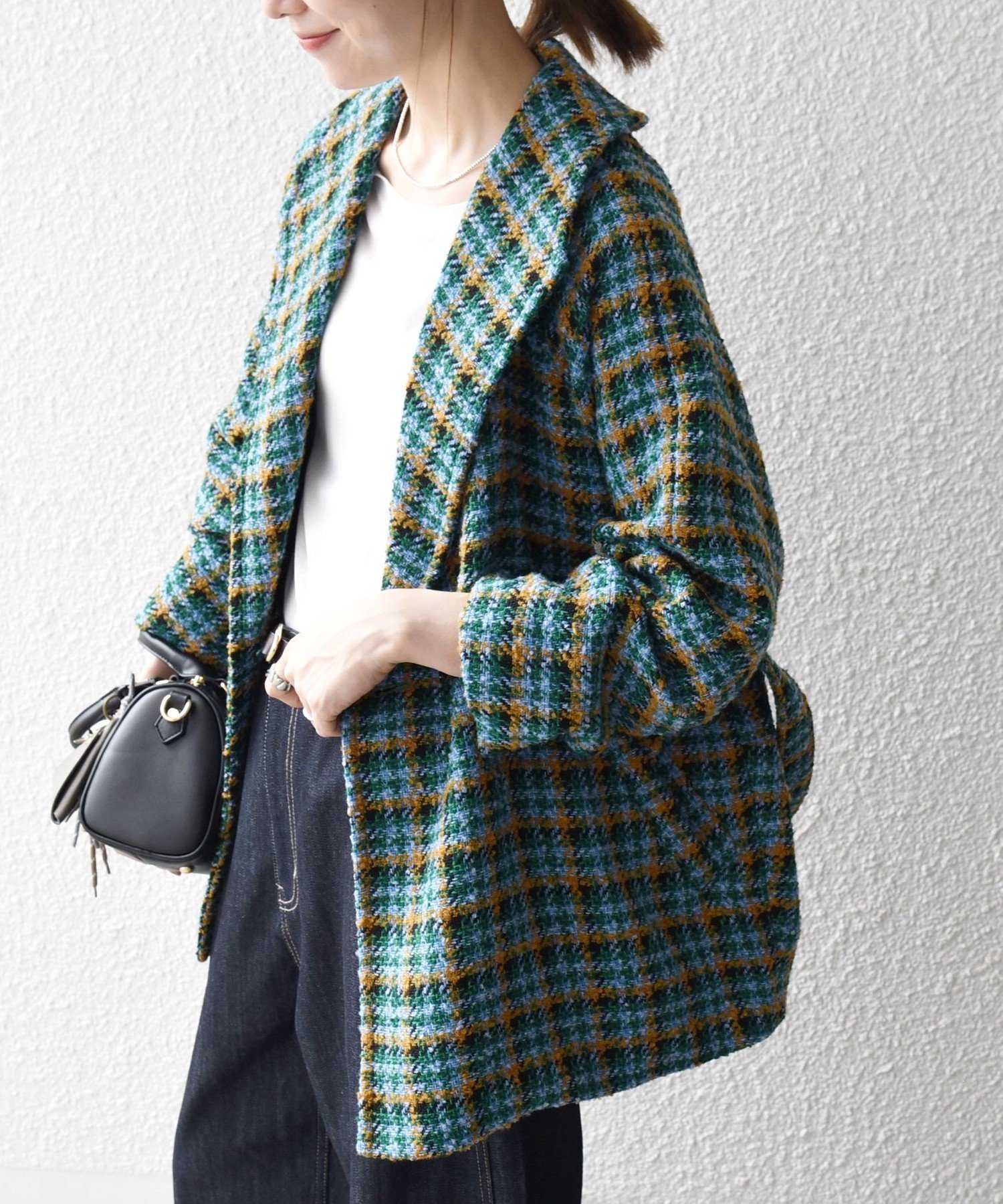 SHIPS｜SHIPS any: ブロック ツイード コクーン コート | Rakuten