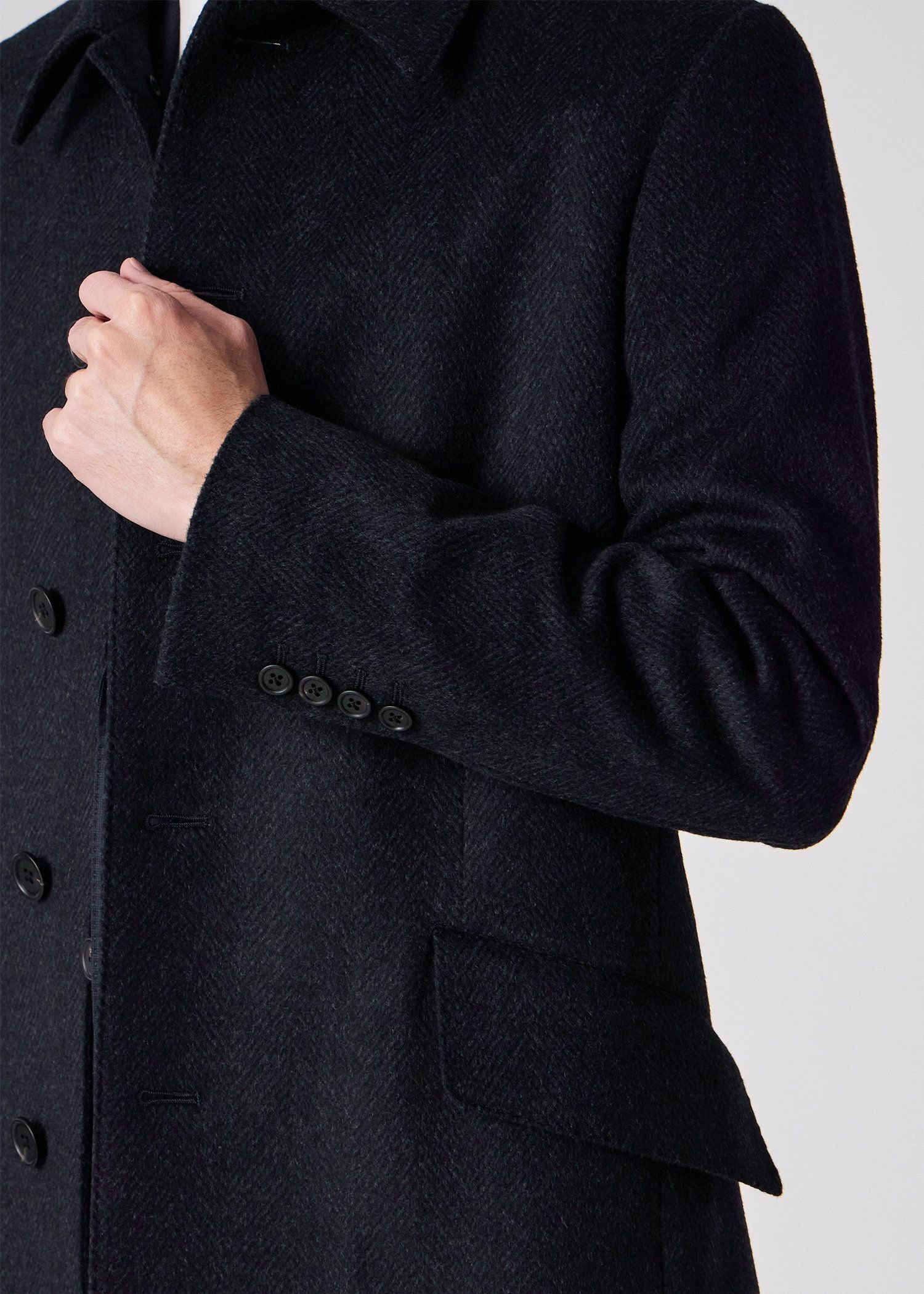 Paul Smith｜ヘリンボーン ウールカシミヤ ステンカラーコート