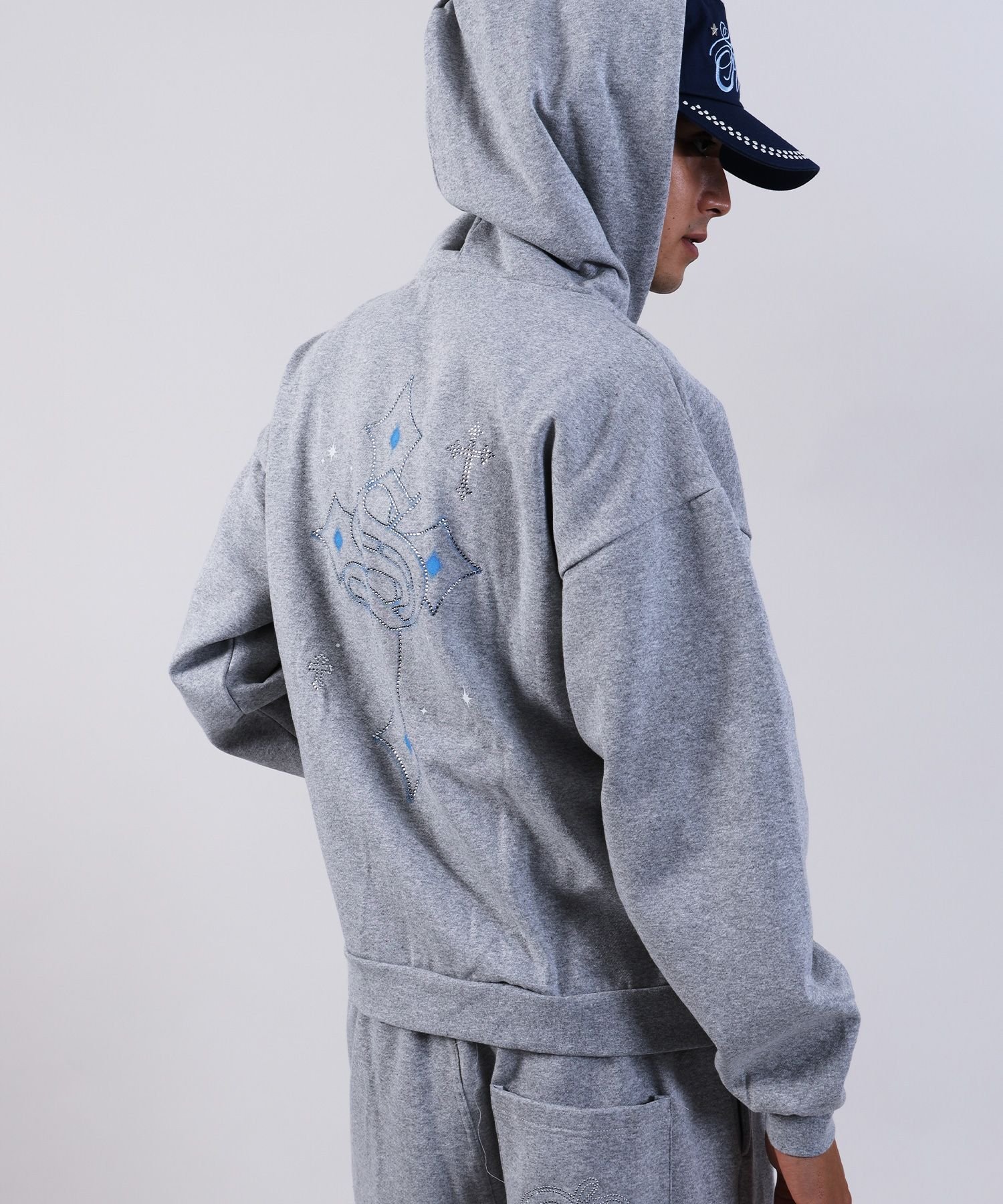 NAVAL｜【SEQUENZ(シークエンズ)】CROSS RHINE STONE ZIP P/K