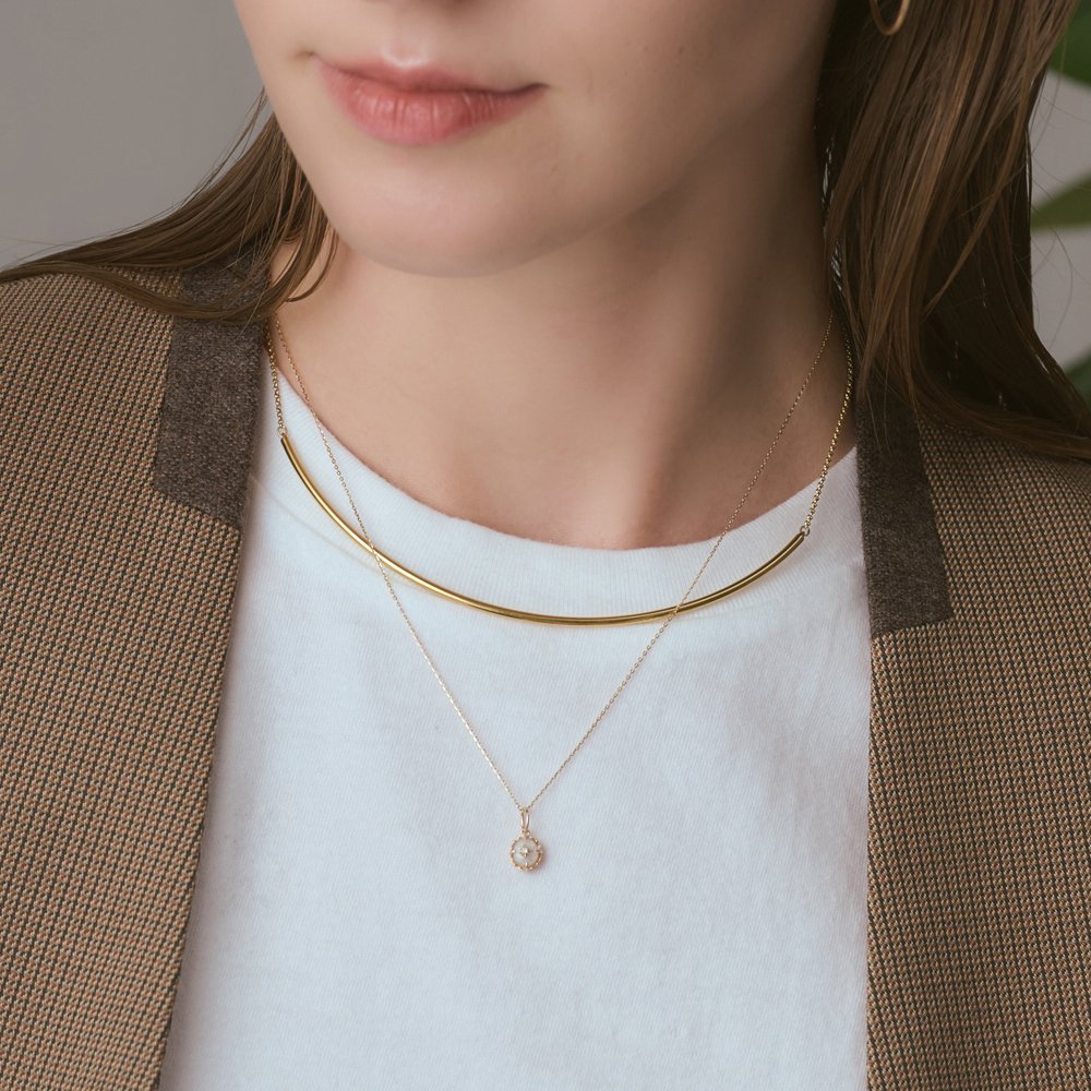 agete｜K10/K5 シェル/ラブラドライトネックレスチャームセット