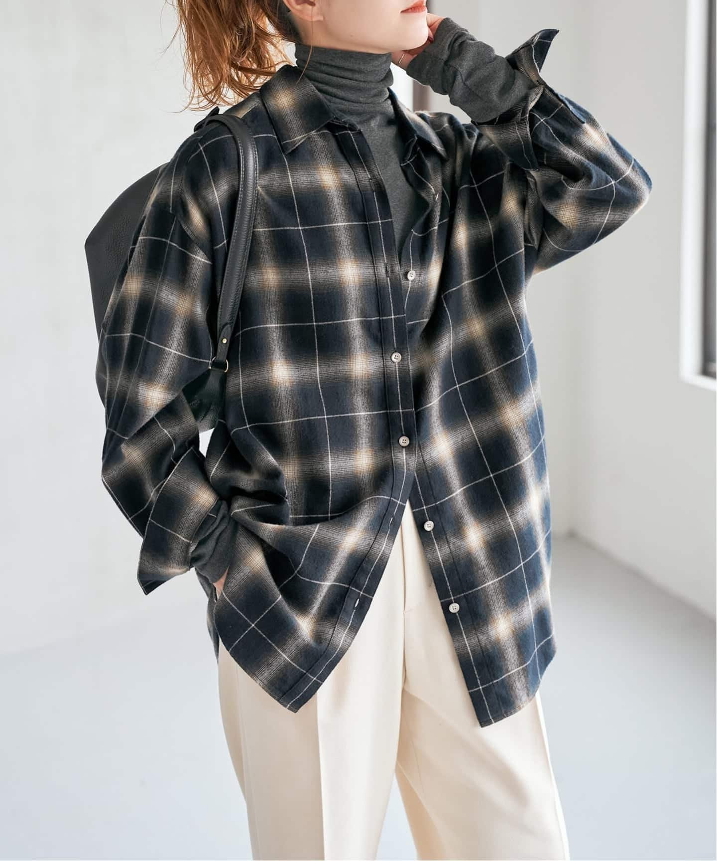 Spick & Span｜メタルボタンオンブレーチェックルーズシャツ | Rakuten