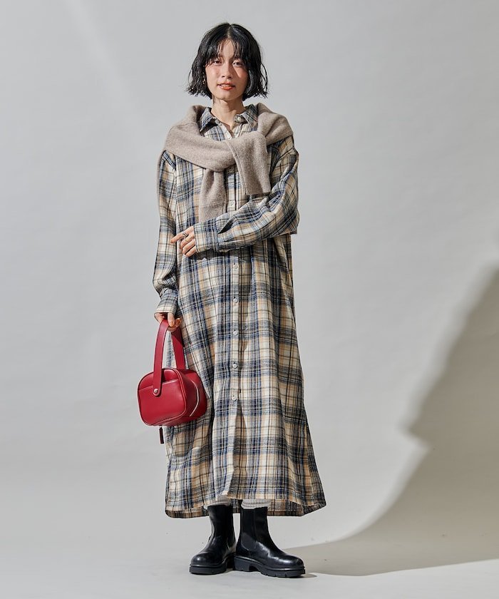 FREAK'S STORE｜オンブレチェック シャツワンピース/ ネルシャツ