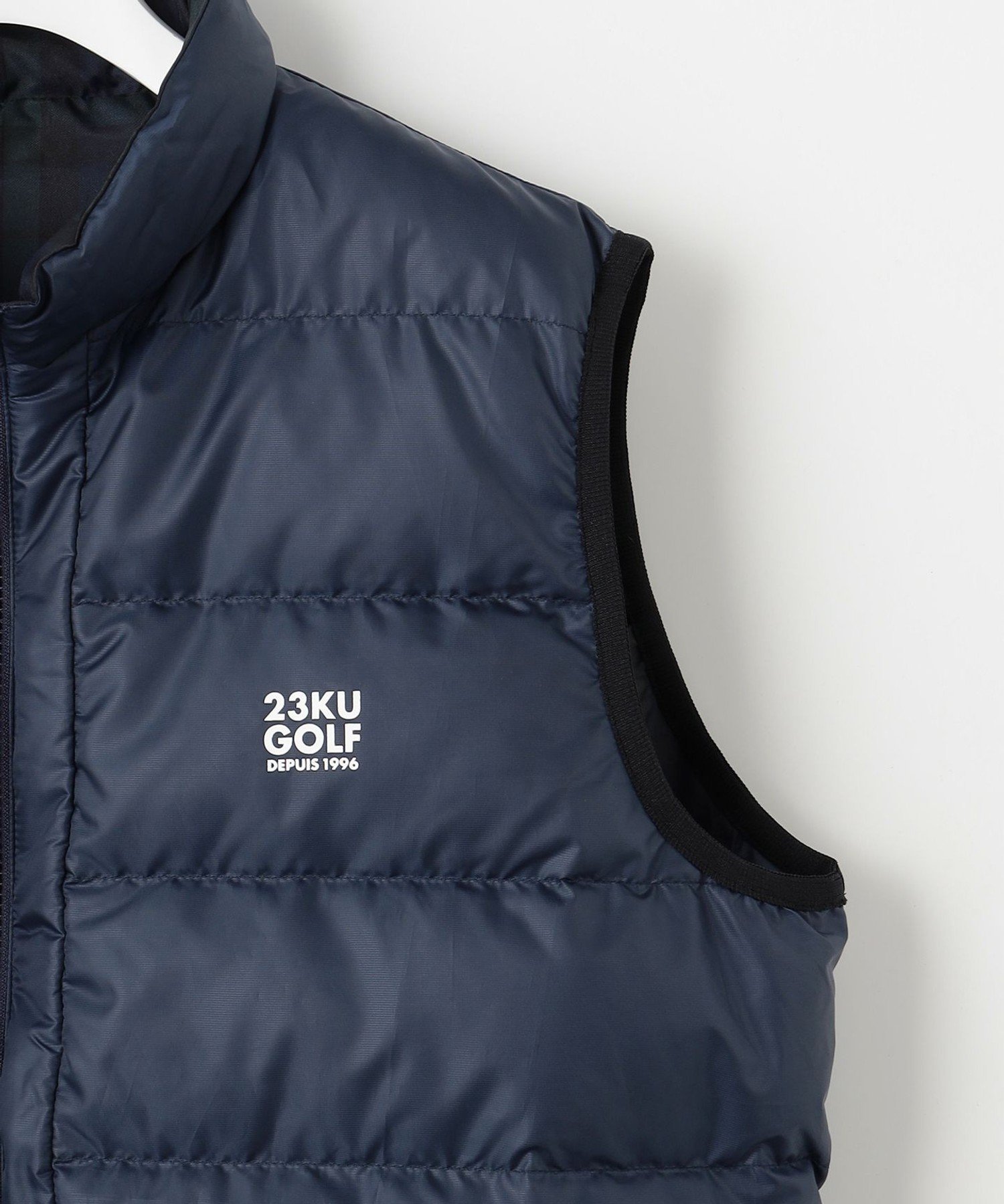 23区GOLF｜【MEN】無地×チェック リバーシブル ダウンベスト | Rakuten