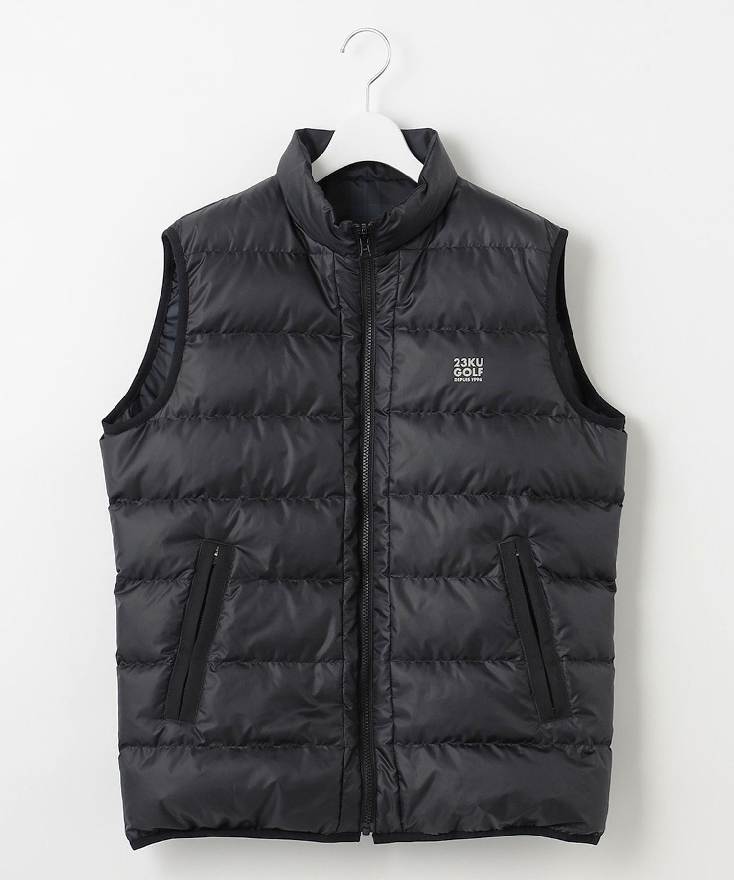 23区GOLF｜【MEN】無地×チェック リバーシブル ダウンベスト | Rakuten