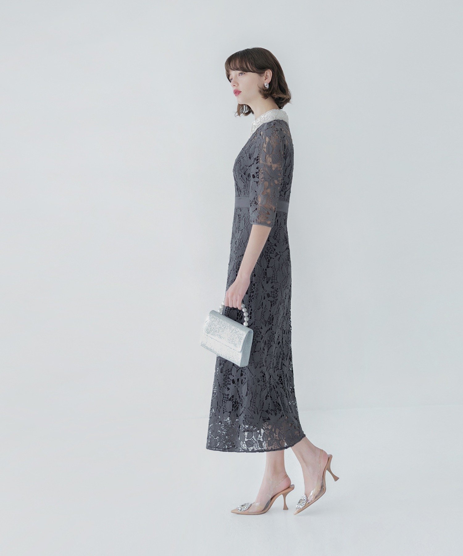 Leja｜花柄レースビジューカラーAラインドレス結婚式 パーティー