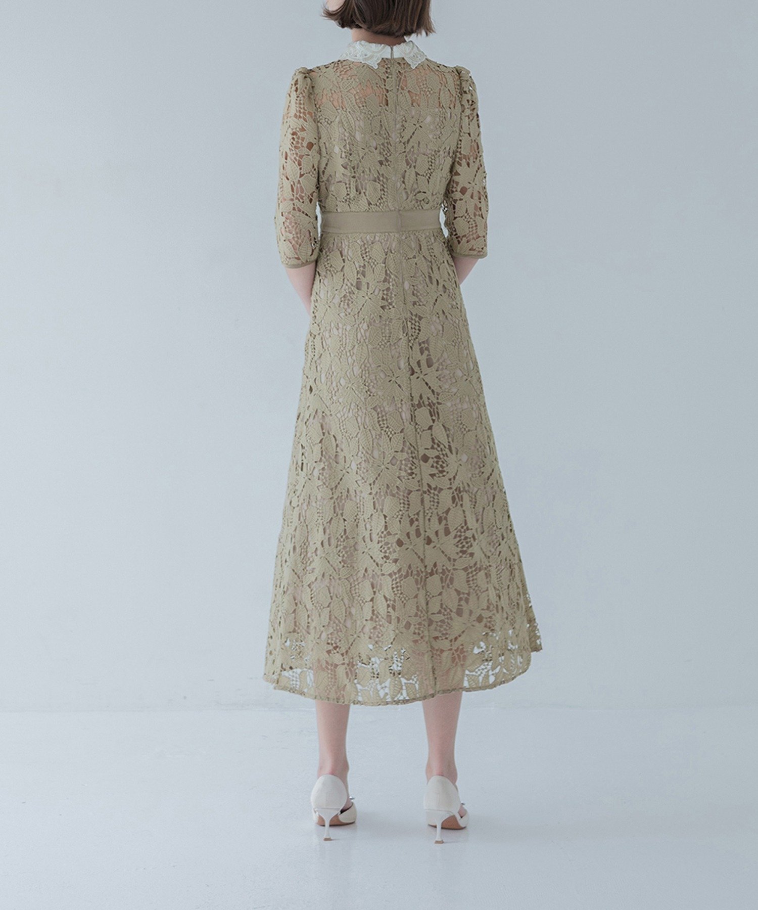 Leja｜花柄レースビジューカラーAラインドレス結婚式 パーティー