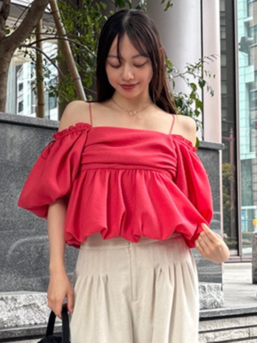 FRAY I.D｜3wayオフショルパフスリーブブラウス/ウォッシャブル