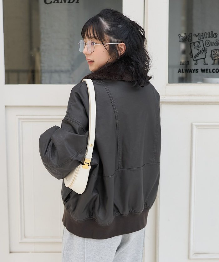 FREAK'S STORE｜2way フェード加工 ファー襟レザレットブルゾン 25AW