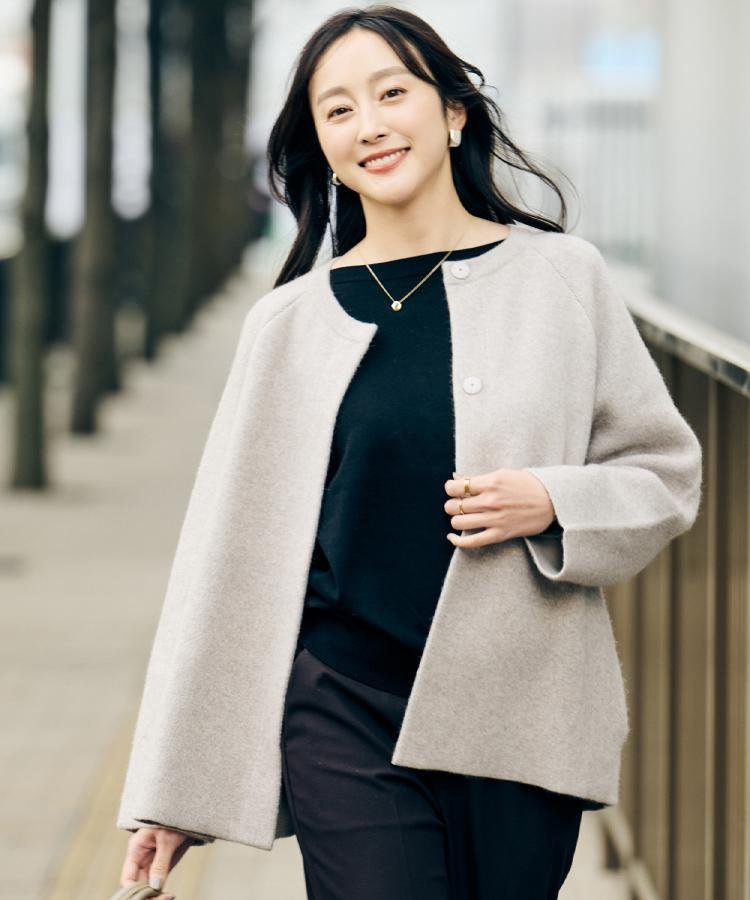 UNTITLED｜【軽アウター/ミドル丈】ウールニットコーディガン