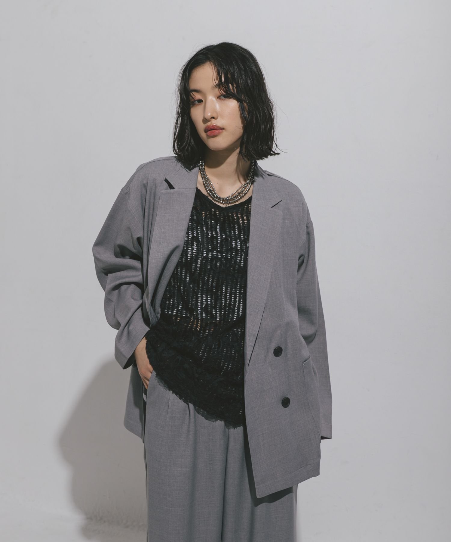 レプシム 新品タグ付グレー オーバーサイズ デニムジャケット 美品