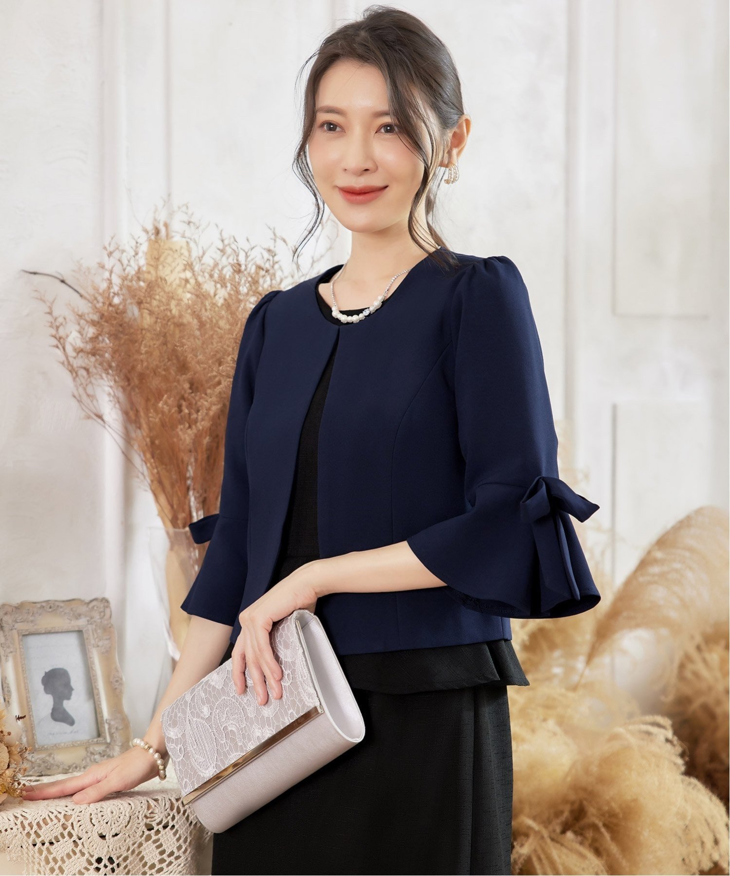 DRESS+｜ボレロ ショートジャケット ノーカーラー フレア袖 | Rakuten