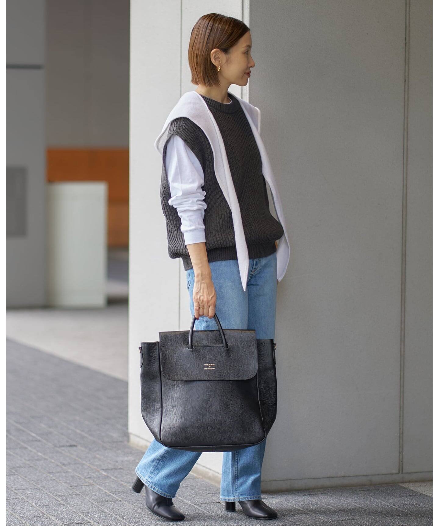 IENA｜YOUNG&OLSEN/ヤングアンドオルセン EMBOSSED LEATHER TOTE M