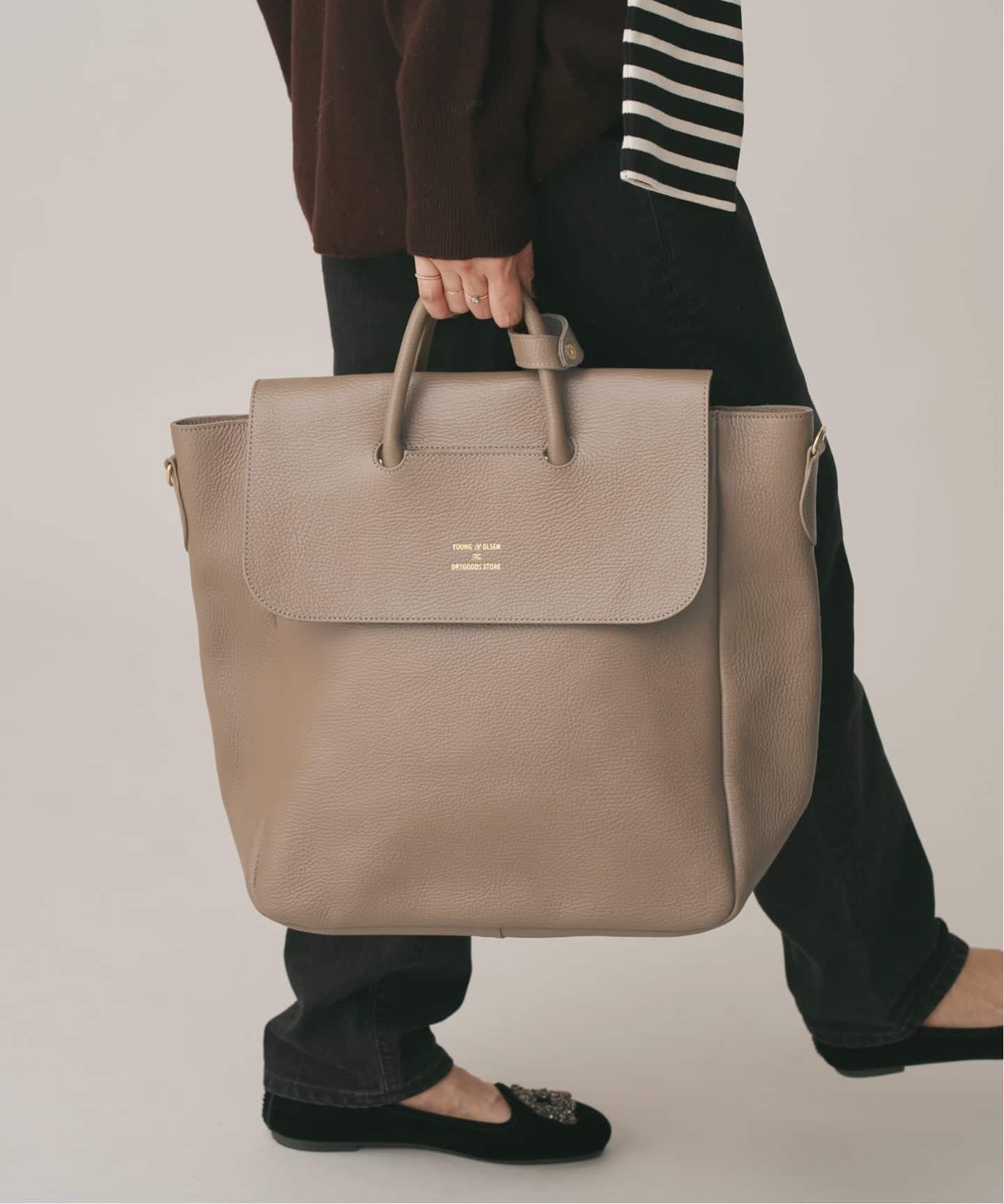 IENA｜YOUNG&OLSEN/ヤングアンドオルセン EMBOSSED LEATHER TOTE M