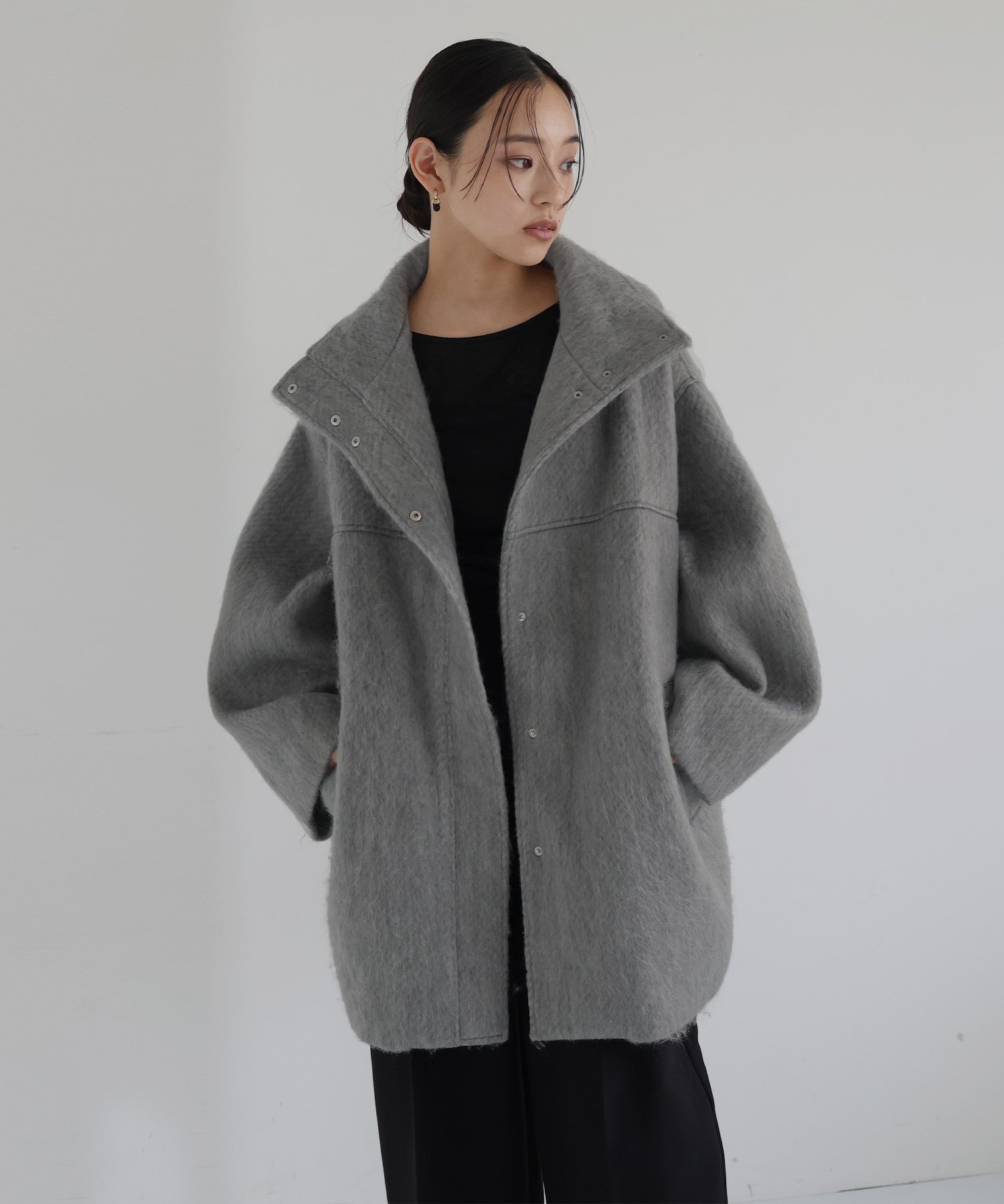 hellam｜シャギースタンドカラーコート | Rakuten Fashion(楽天