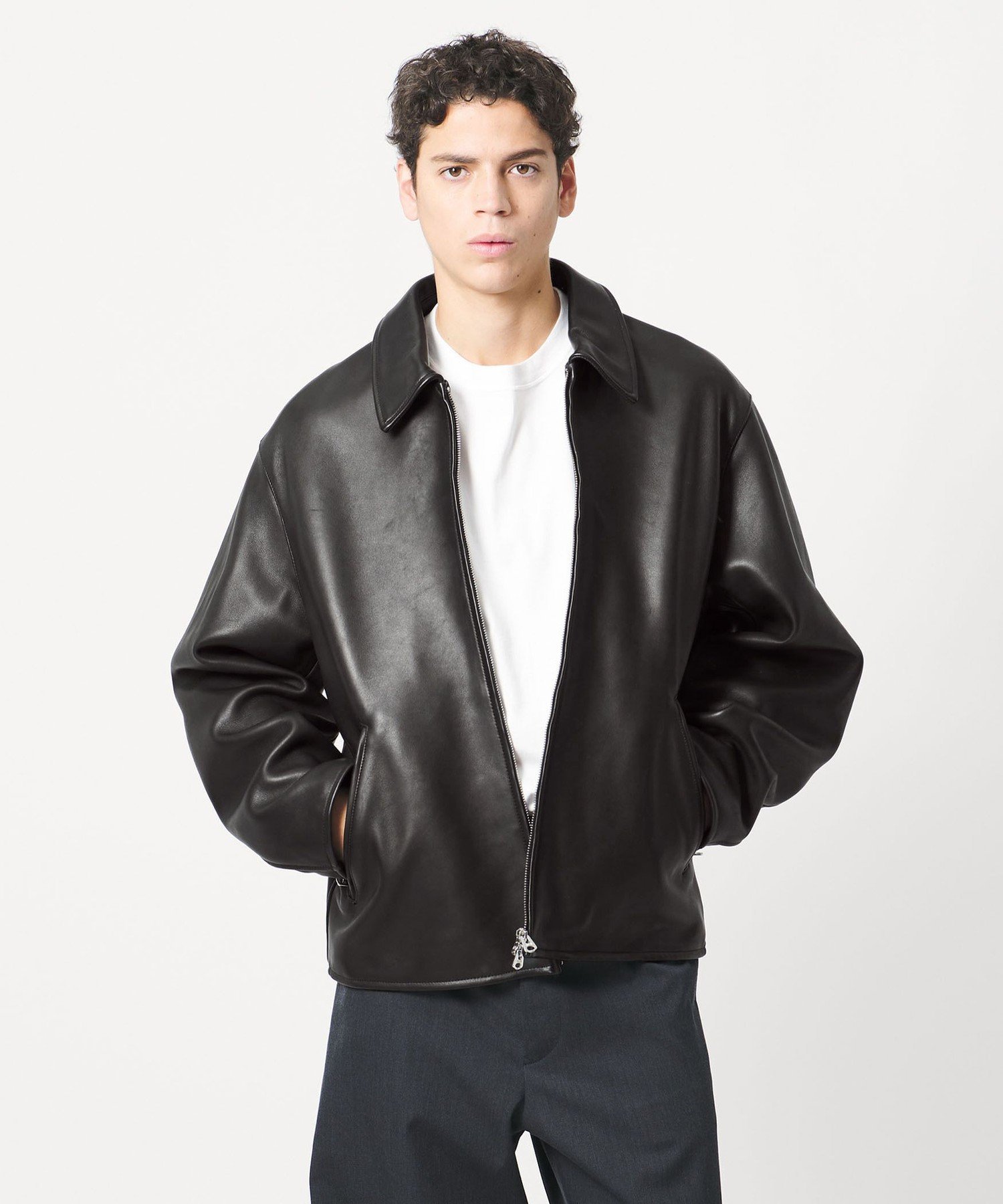 ユークス●未使用級/希少カラー●高級イタリア製ラムレザー バイカージャケット L UNITED ARROWS｜<LOEFF> ラムレザー バイカー ジャケット UNISEX