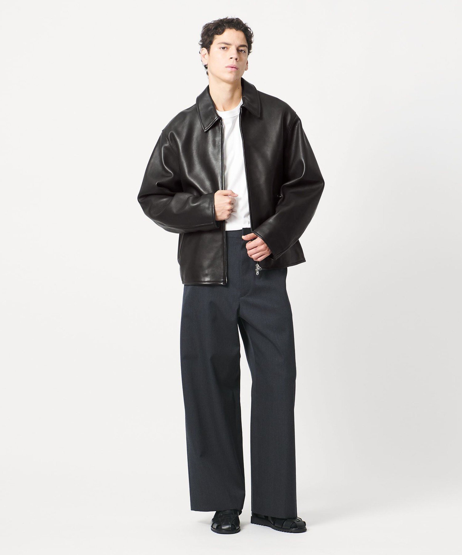 ユークス●未使用級/希少カラー●高級イタリア製ラムレザー バイカージャケット L UNITED ARROWS｜<LOEFF> ラムレザー バイカー ジャケット UNISEX