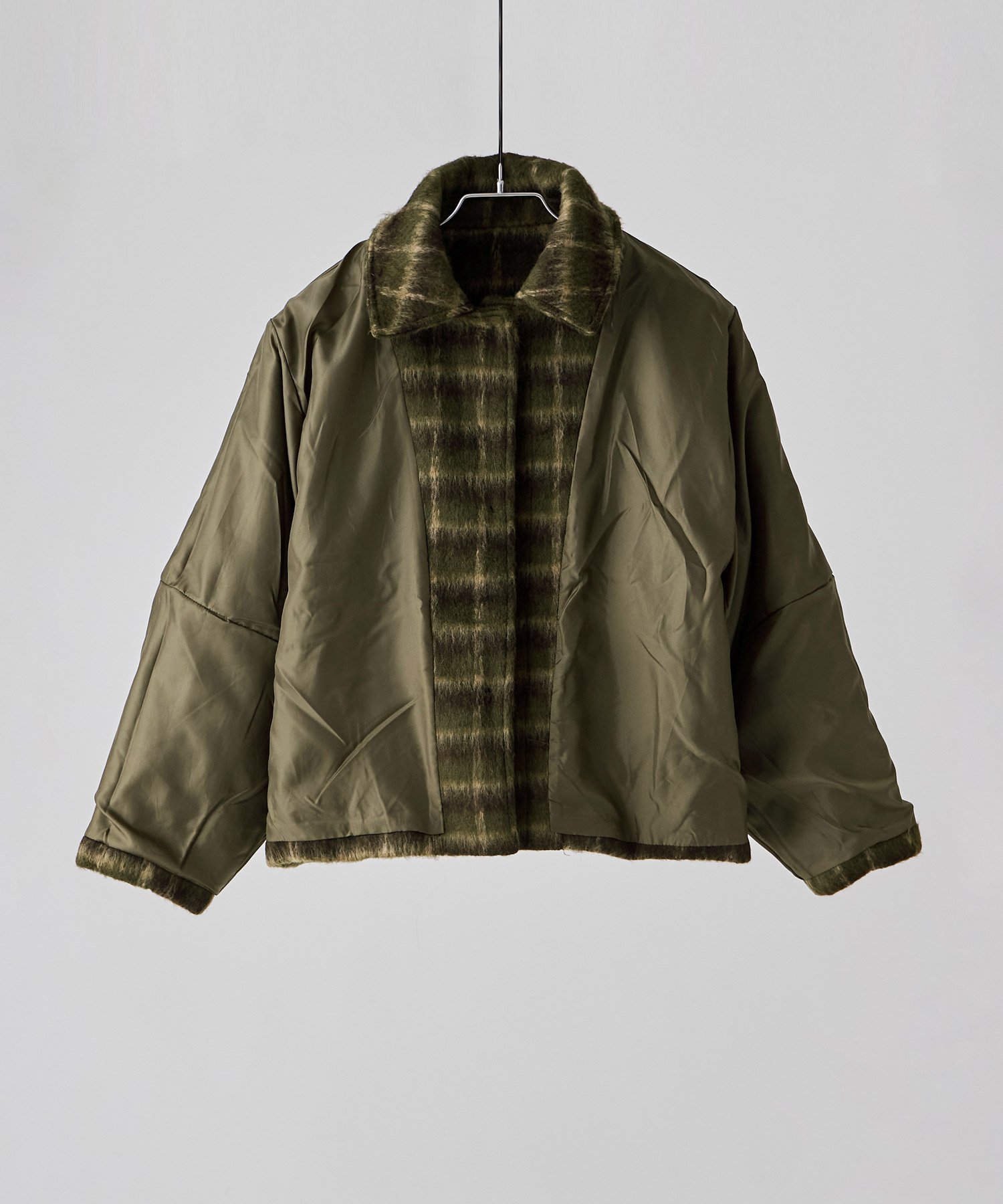 bflat｜チェックシャギーコクーンスリーブジャケット | Rakuten