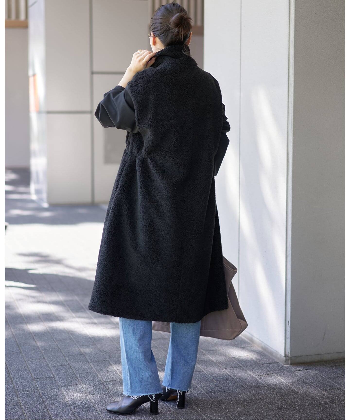 Padme13 プラスオトハ リバーシブルボアコート 黒 プラスオトハ