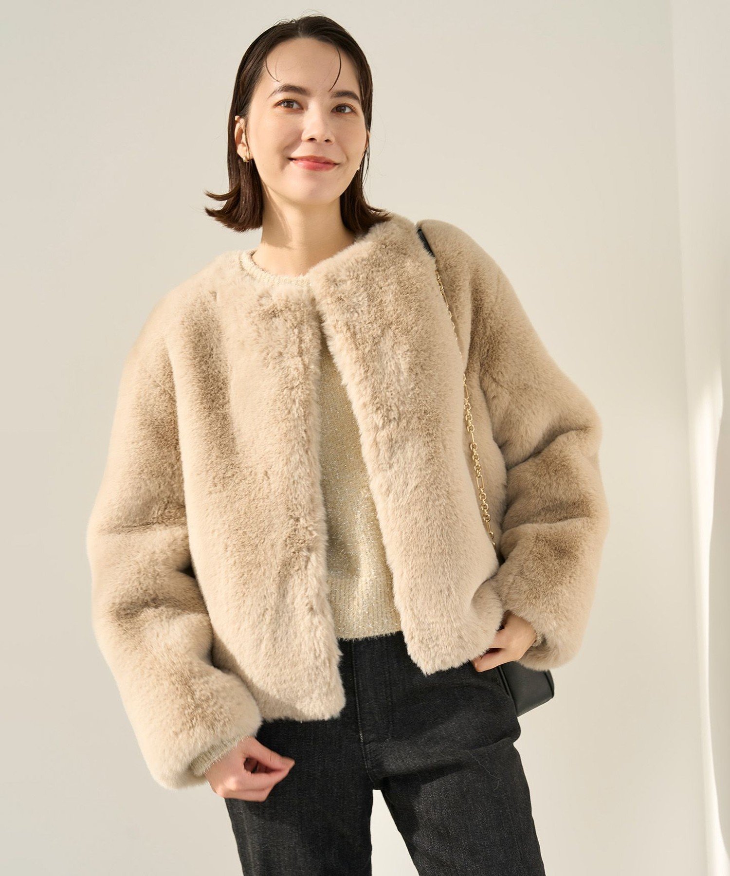 UNFILO｜エコファー クロップドジャケット | Rakuten Fashion(楽天