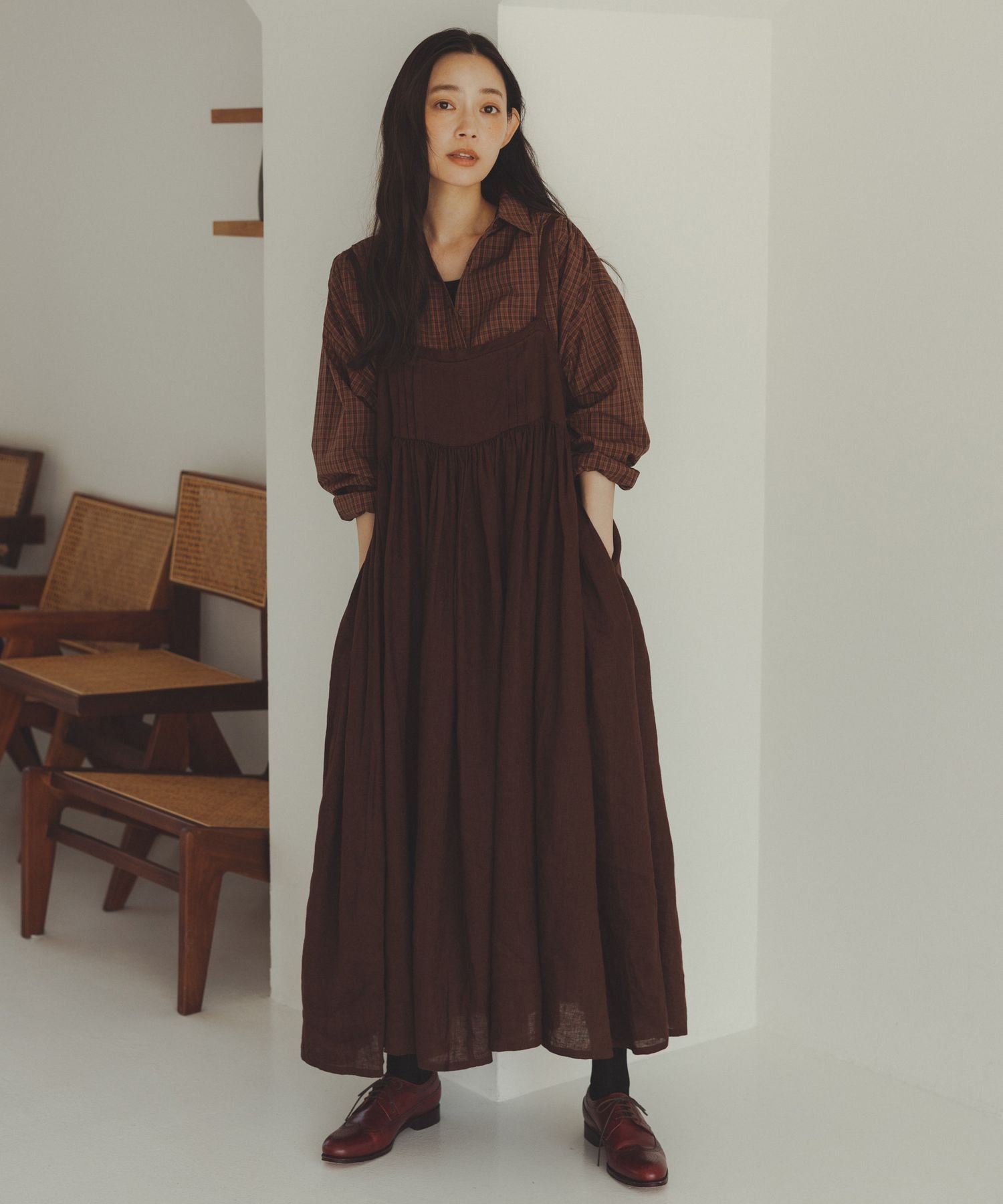 studio CLIP｜《natural by clip》リネンギャザーピンタックキャミ