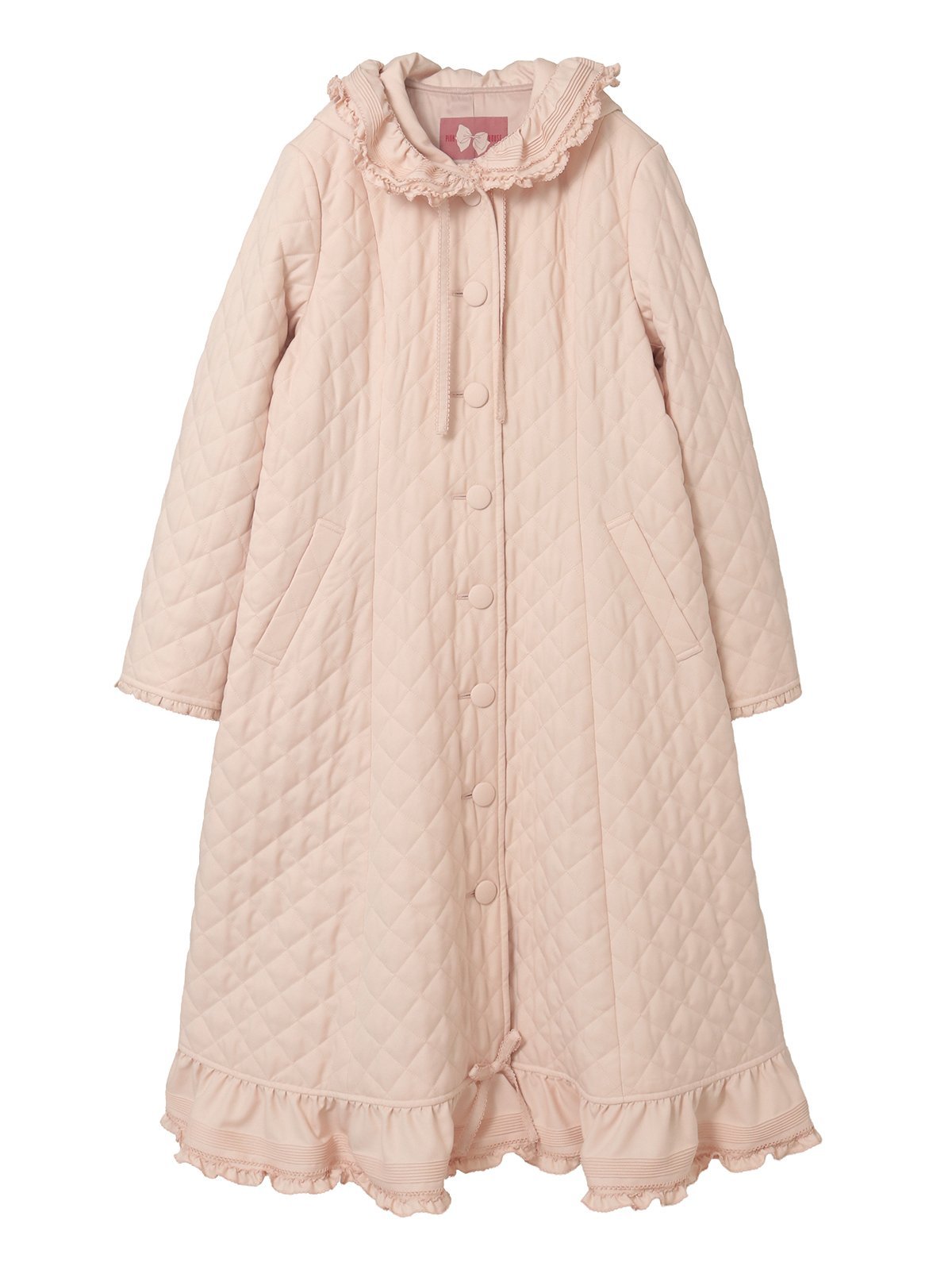 PINK HOUSE｜フリルフード付きキルティングロングコート | Rakuten
