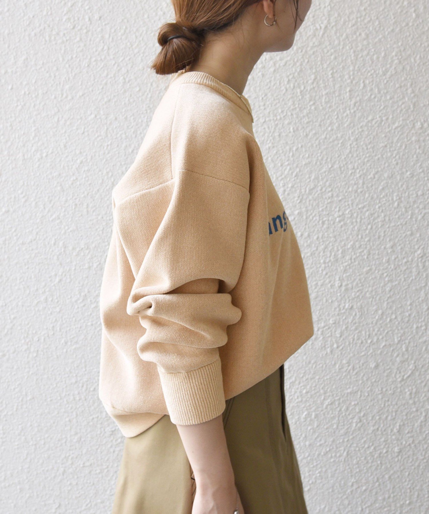 SHIPSany 手洗い可モールヤーン クルーネック ロゴ 千鳥柄 プルオーバー SHIPS any:〈手洗い可能〉モールヤーン クルーネック ロゴ 千鳥柄 プル