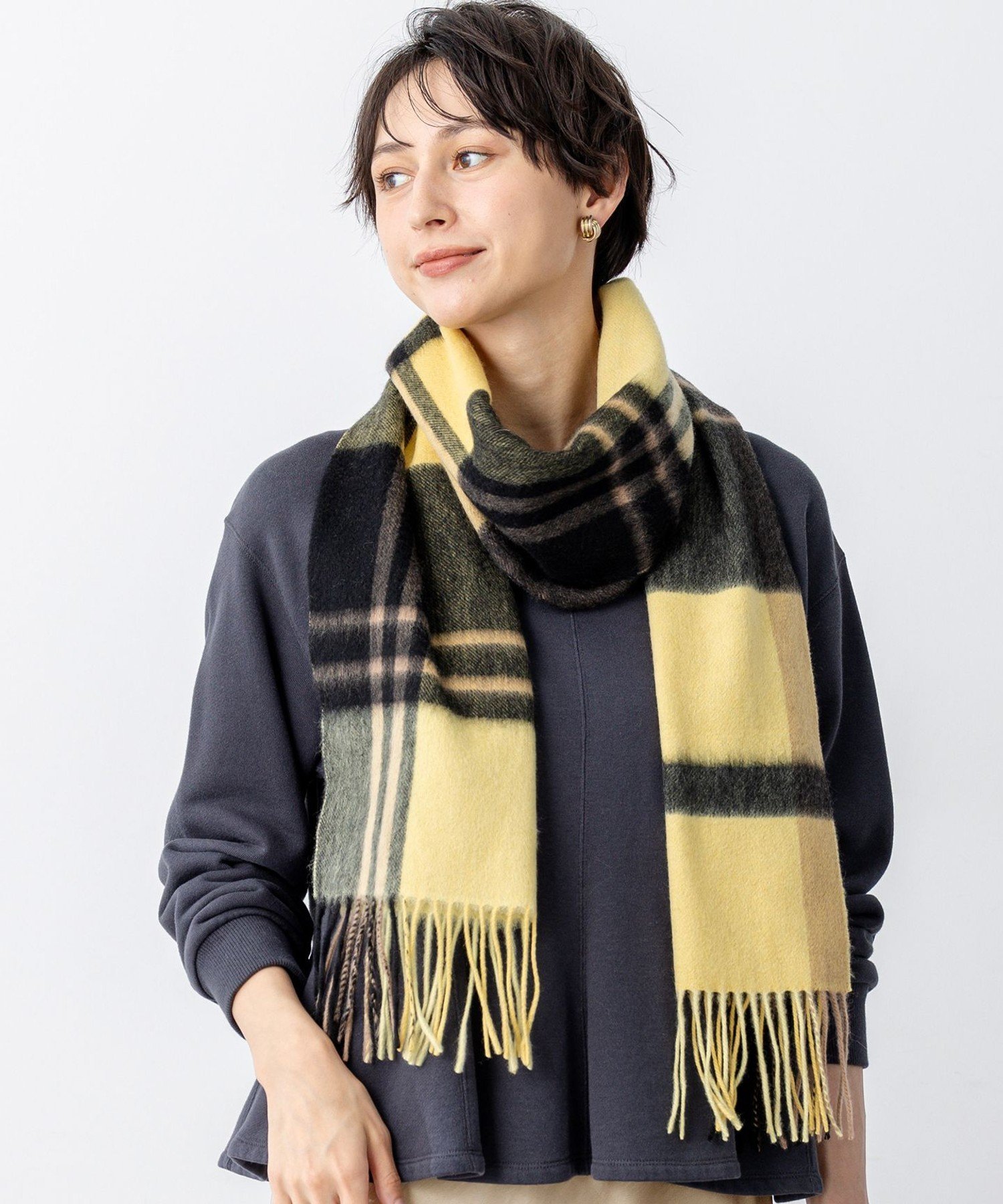 23区｜カシミヤ チェック マフラー | Rakuten Fashion(楽天