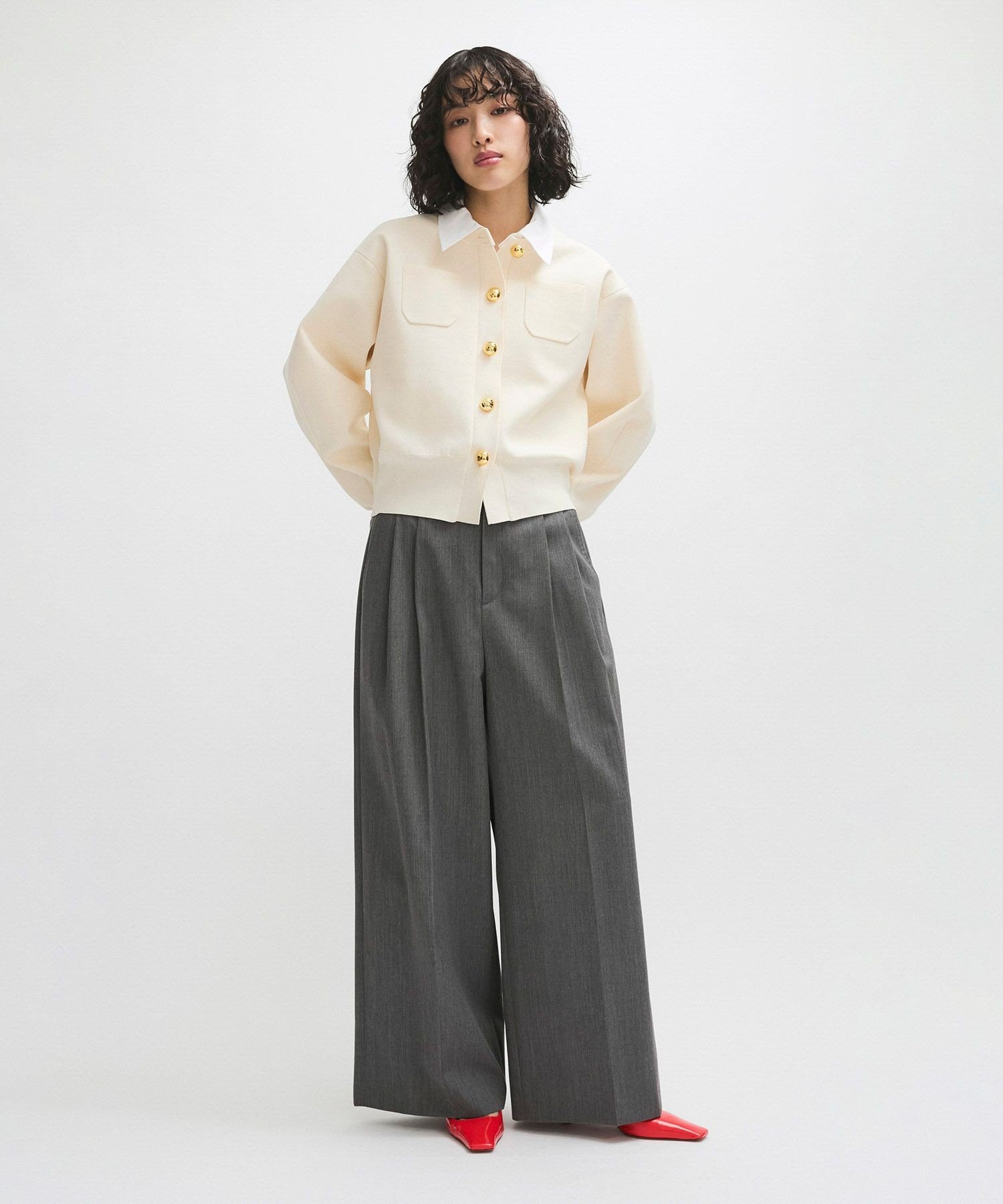 ADAM ET ROPE'｜【防シワ】・【消臭】・【洗える】ウールギャバ2タック