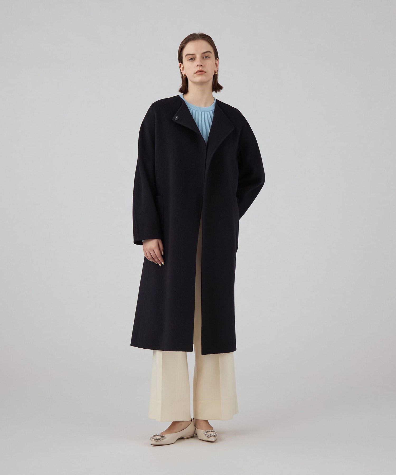 TOMORROWLAND｜プレミアムウールリバー ノーカラーコート | Rakuten