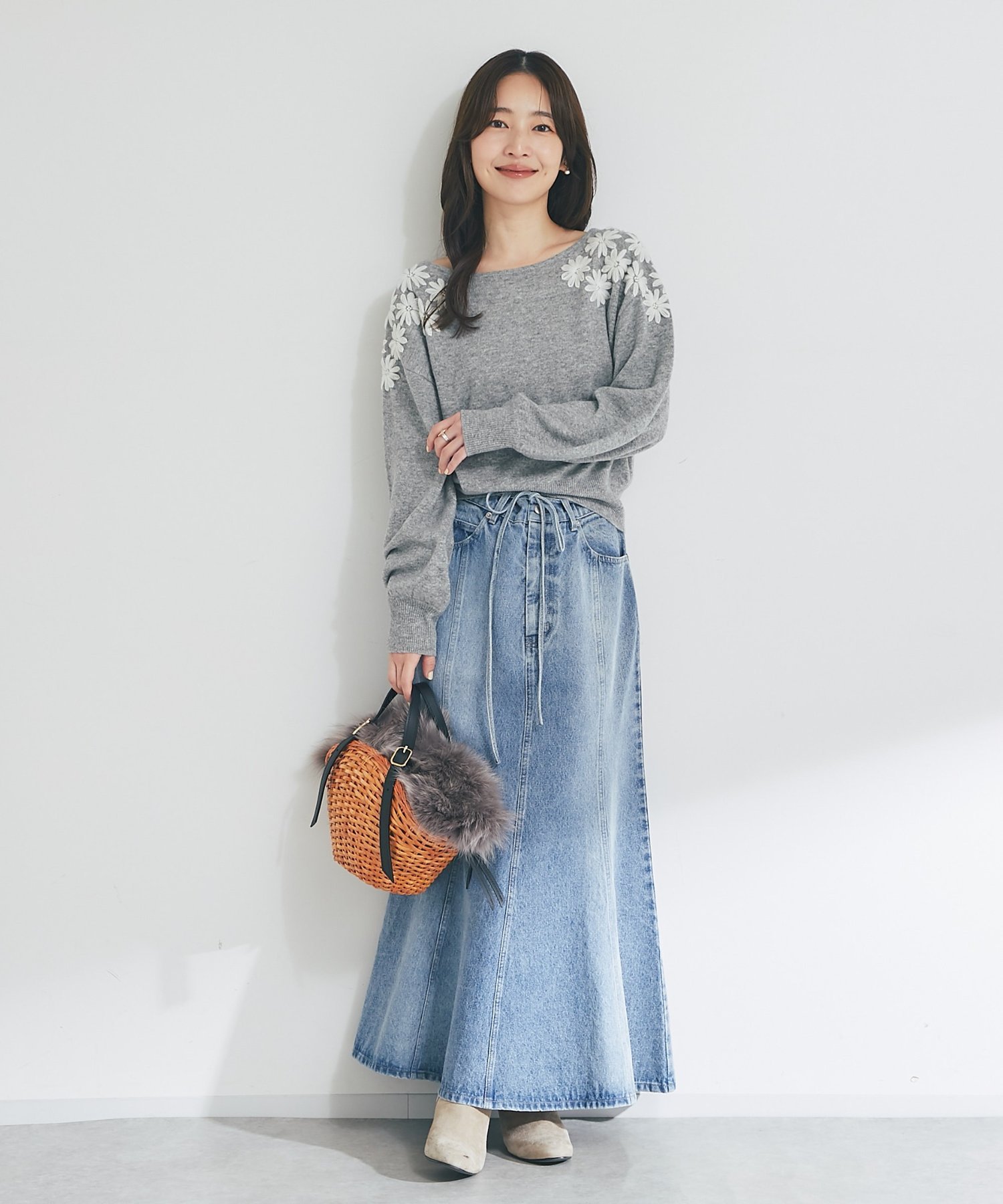 La boutique BonBon｜【今すぐお届け!・美シルエット】リボンデニム