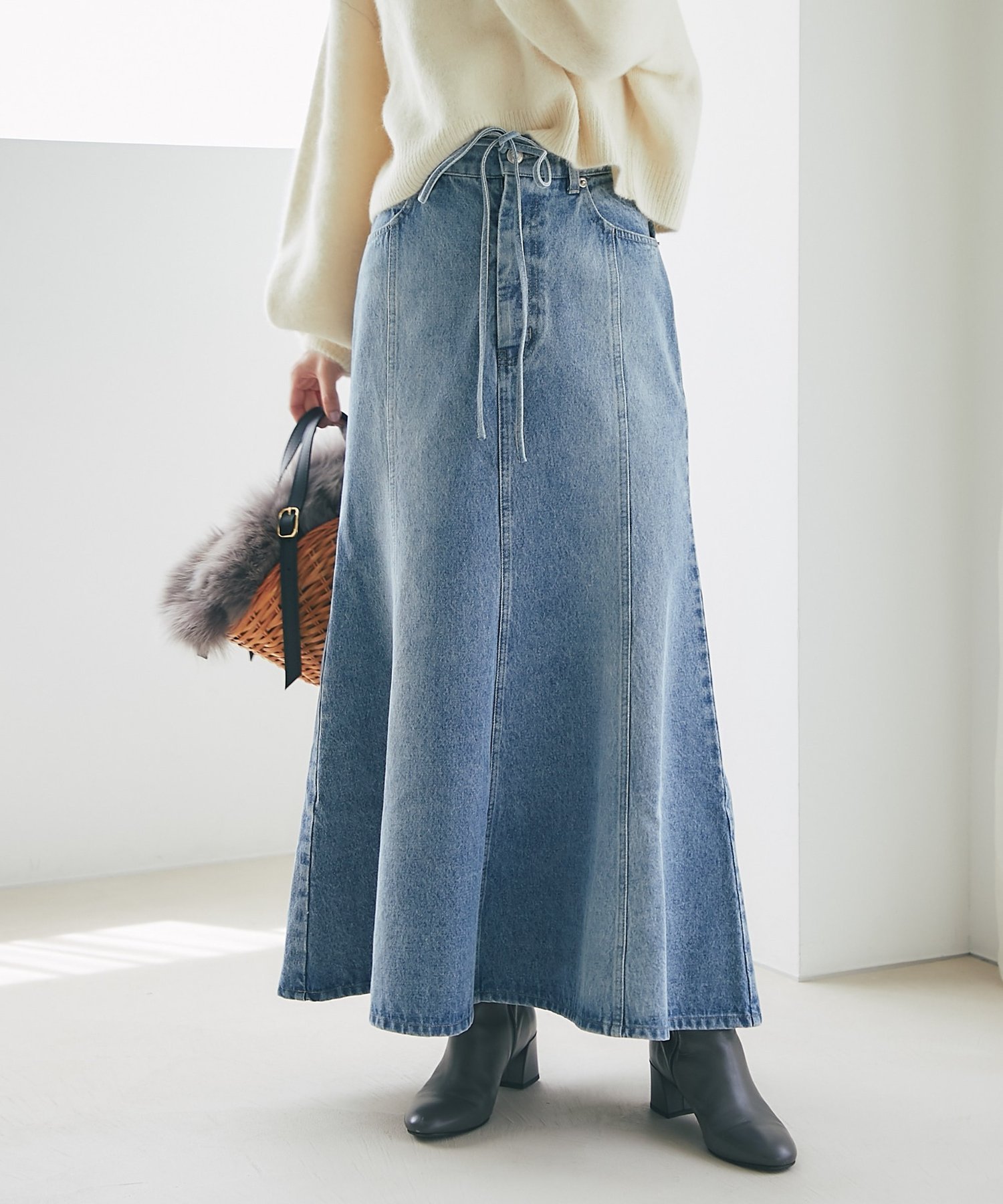 La boutique BonBon｜【今すぐお届け!・美シルエット】リボンデニム