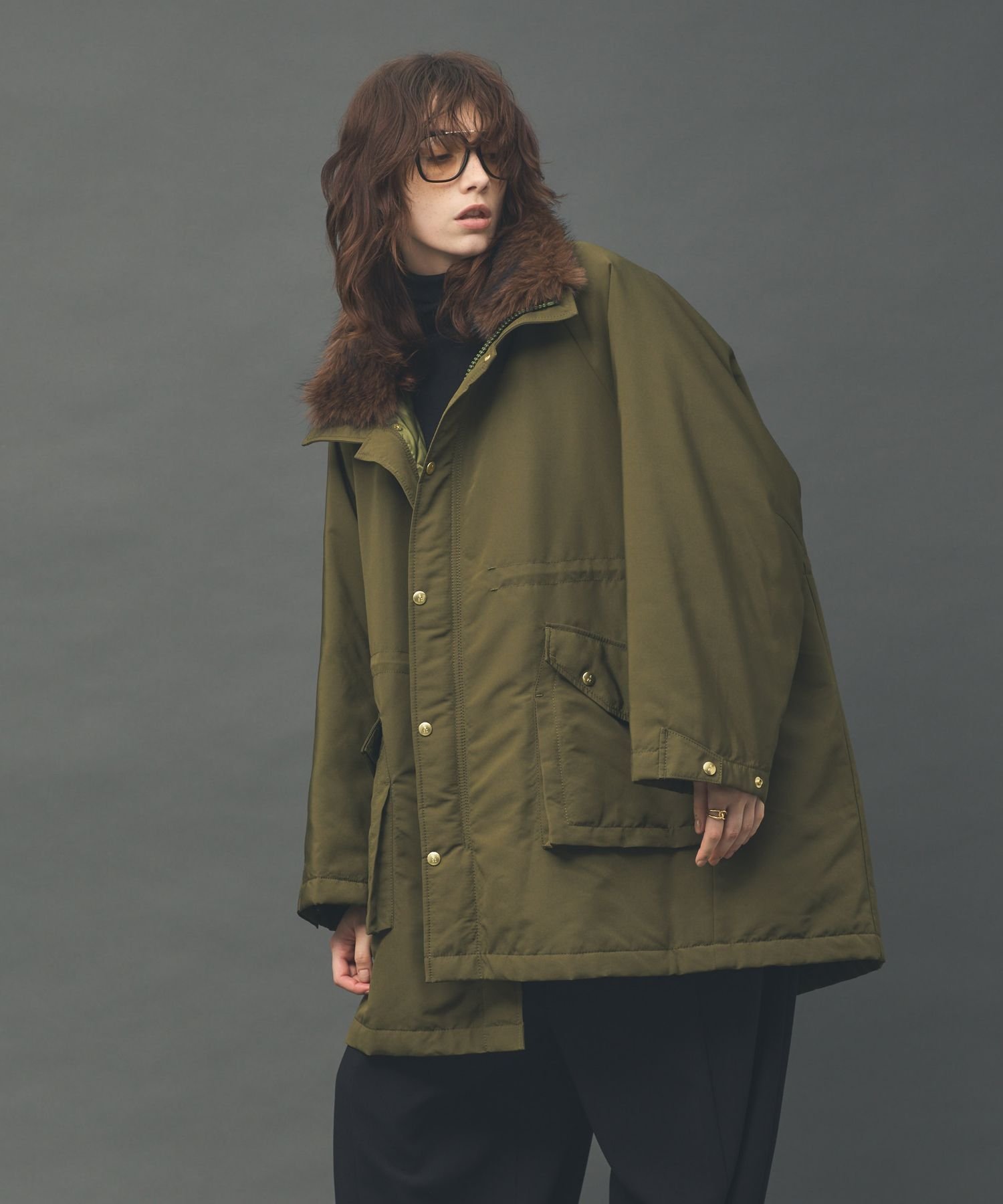 アプワイザーリッシェ　モッズコート　カーキ　ファー付き 楽天市場】モッズコート レッキスファーインナー付き ラクーンファー