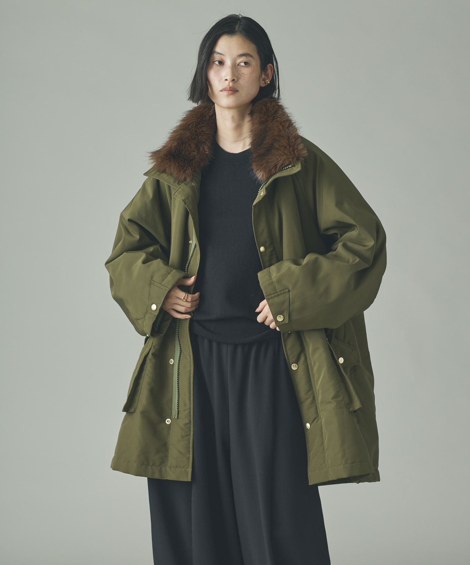 SAGE DE CRET サージュデクレ　モッズコート　ファー付き　着脱可能　M sage de cret（サージュデクレ） アウター コート ナイロン高密度