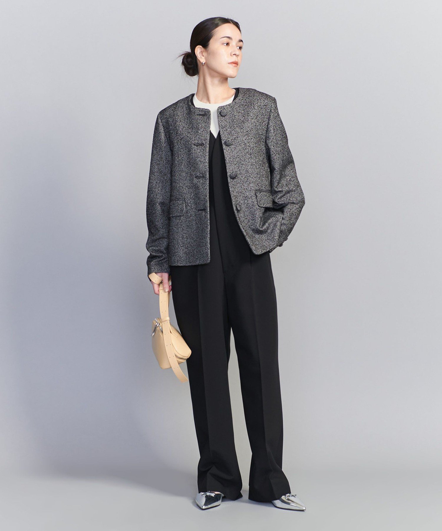 UNITED ARROWS LTD. OUTLET｜ツイードライク ノーカラー ジャケット