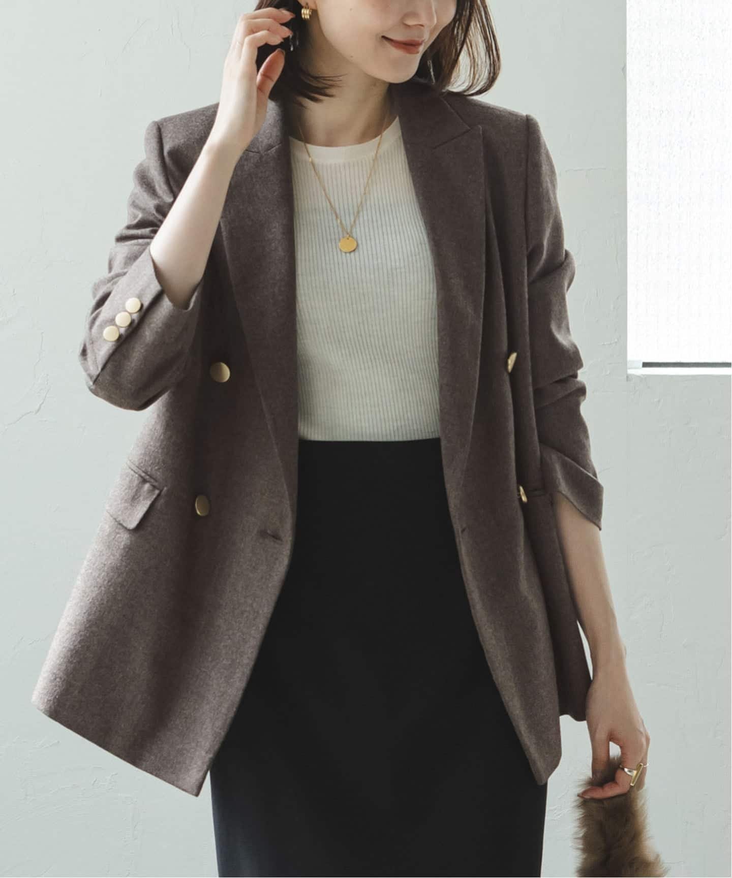 NOBLE｜《追加》《WEB・一部店舗カラー》ウールフラノピークドラペル