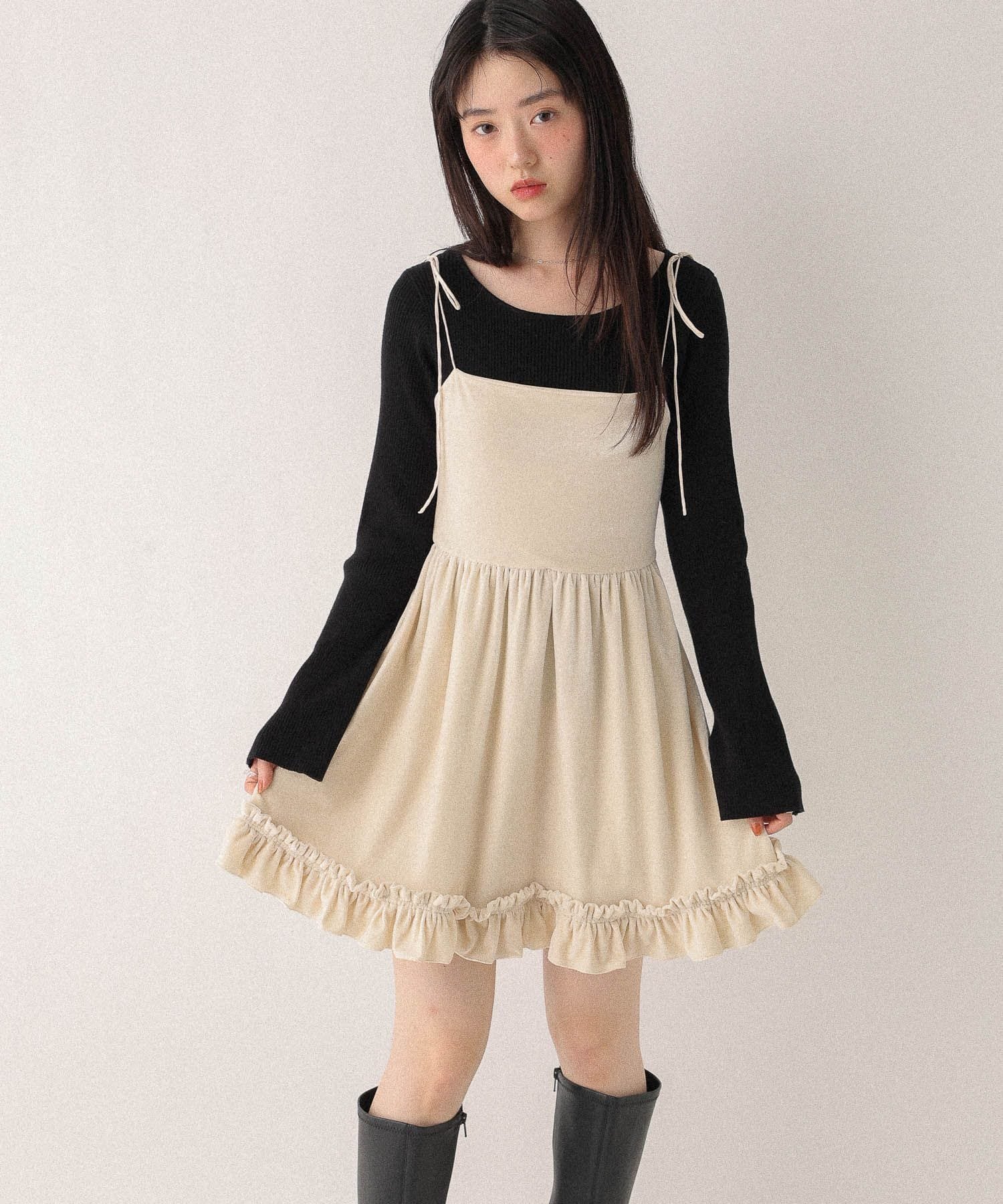 Heather｜ベロアフリルキャミミニワンピース | Rakuten Fashion(楽天