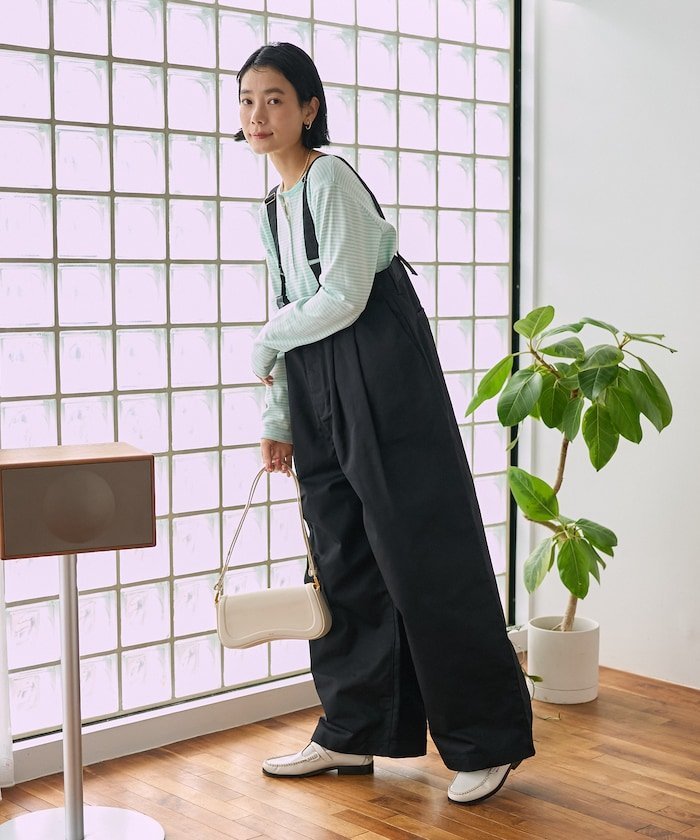 FREAK'S STORE｜別注 サスペンダー付き ビッグ 2タック ツイルパンツ