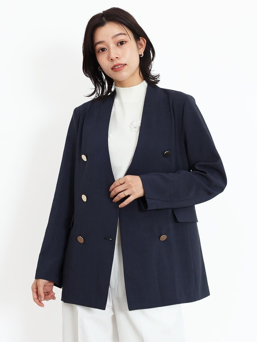 Vin｜ノーカラーダブルジャケット | Rakuten Fashion(楽天ファッション