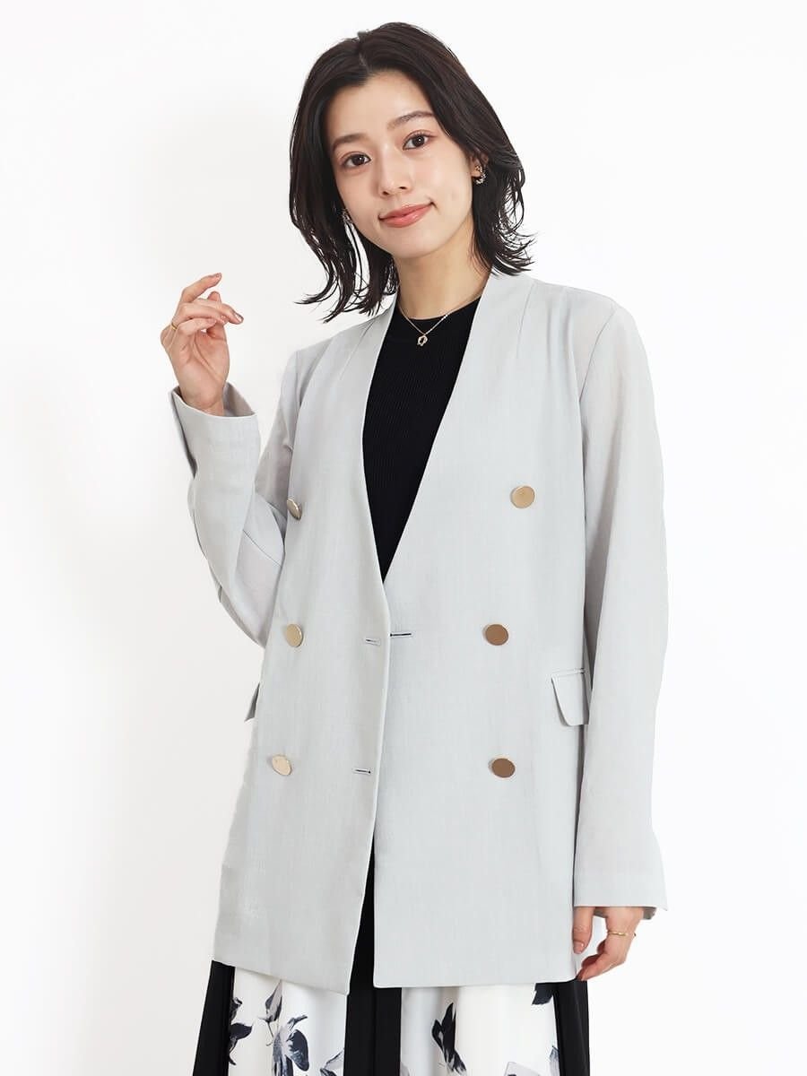 Vin｜ノーカラーダブルジャケット | Rakuten Fashion(楽天ファッション